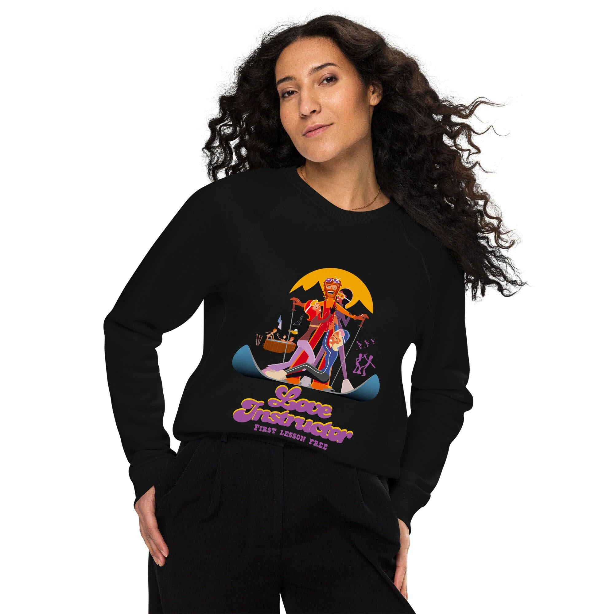 Sweatshirt écologique raglan unisexe Love Instructor First Lesson free