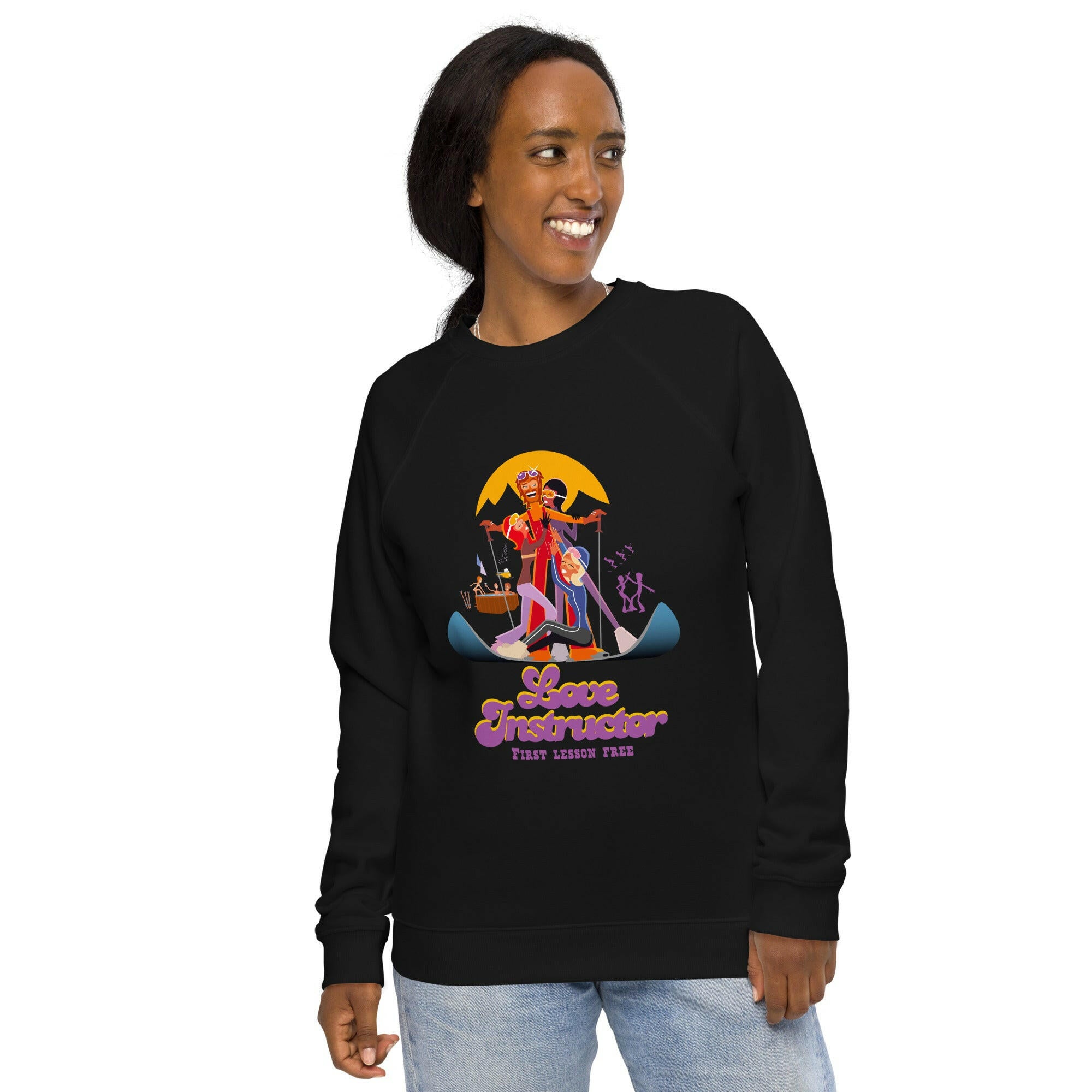Sweatshirt écologique raglan unisexe Love Instructor First Lesson free