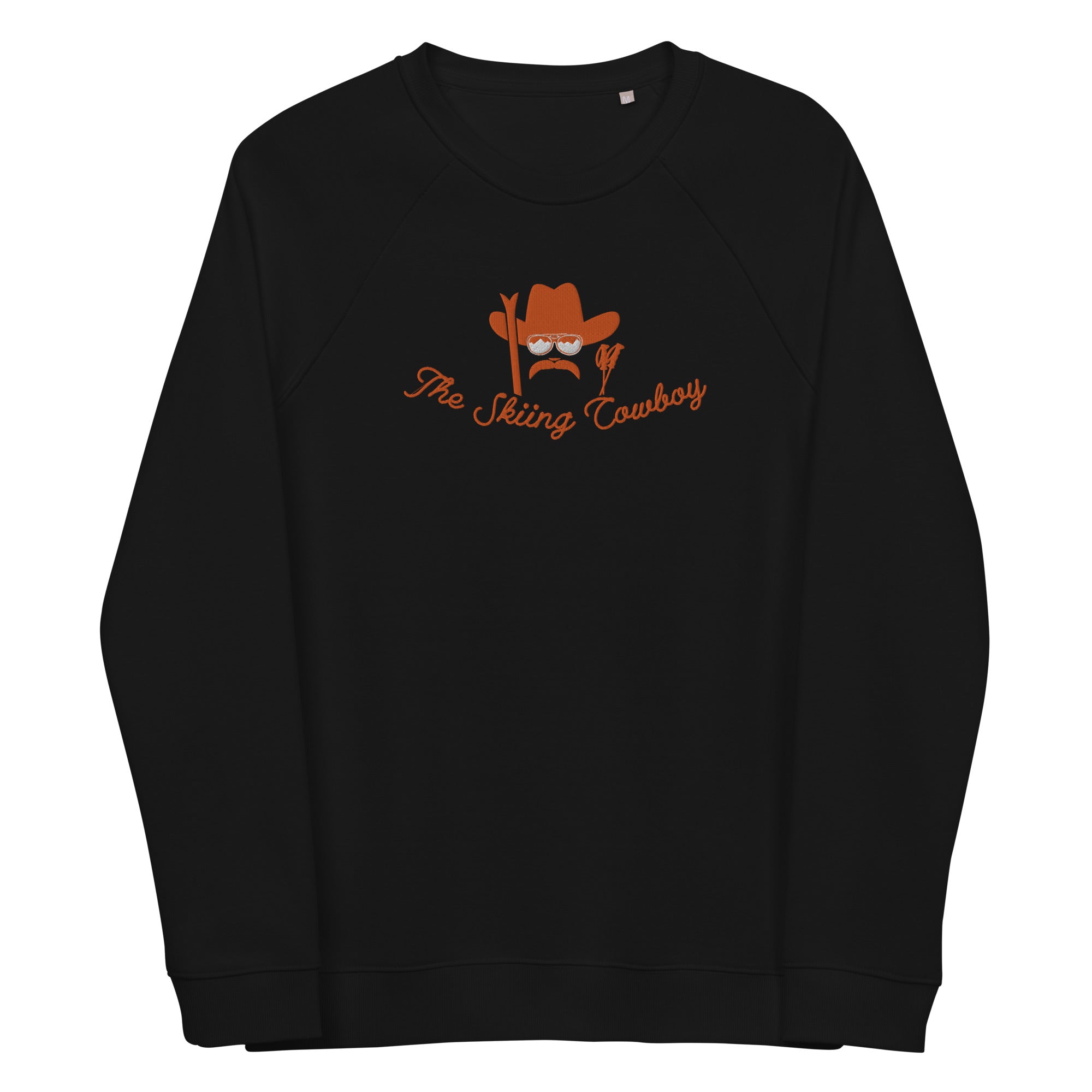 Sweatshirt écologique raglan unisexe Skiing Cowboy grand motif brodé & Ski Fight at OK Corral Outline (dos)