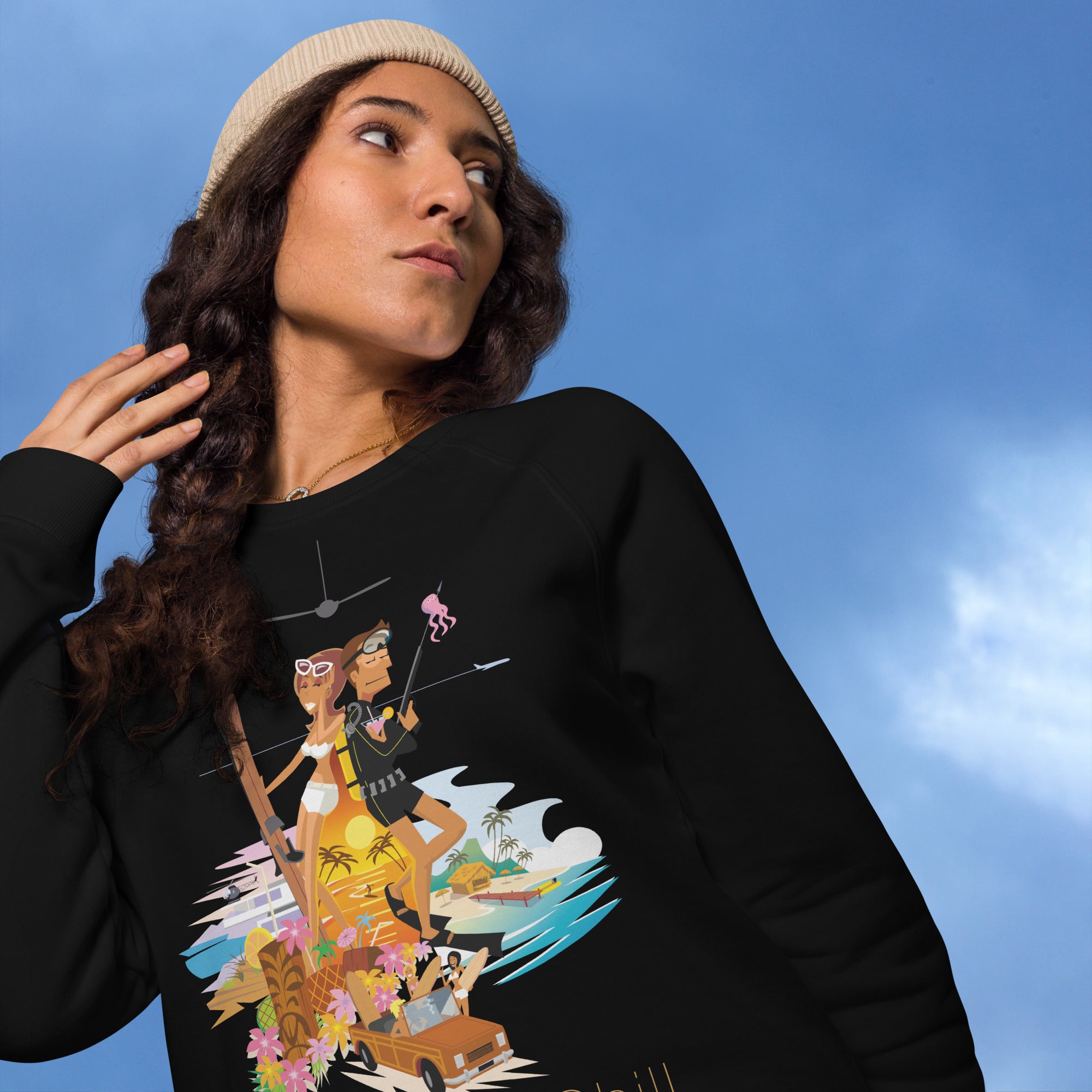 Sweatshirt écologique raglan unisexe License to Chill Vamos a la Playa