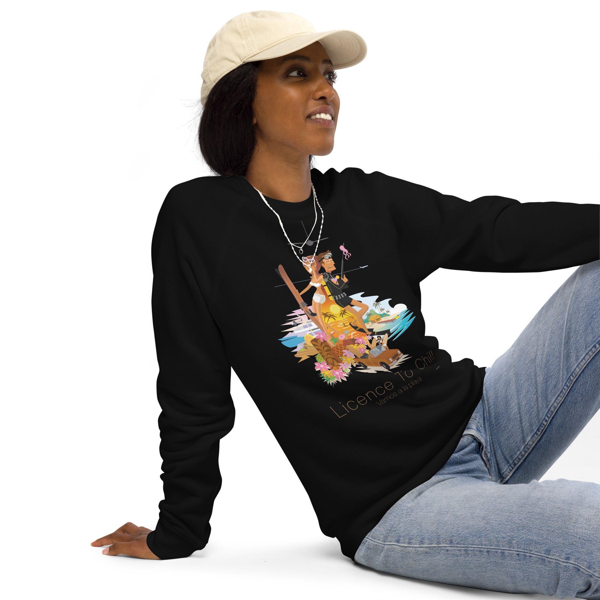Sweatshirt écologique raglan unisexe License to Chill Vamos a la Playa