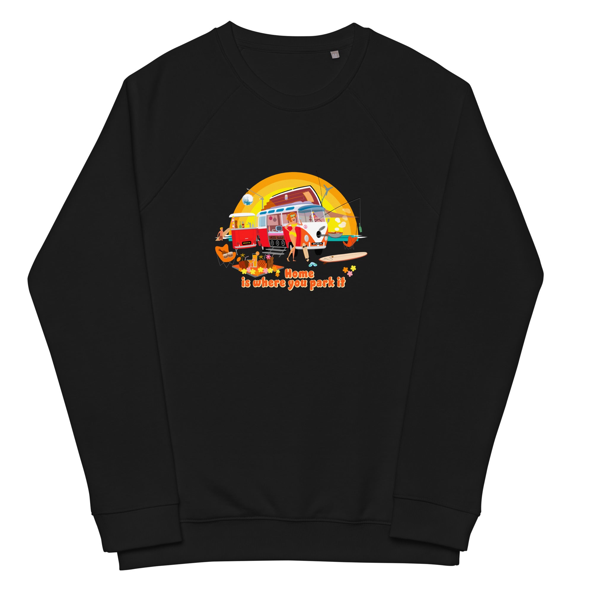 Unisex organic raglan sweatshirt Ultra Combi Home is where you park it
