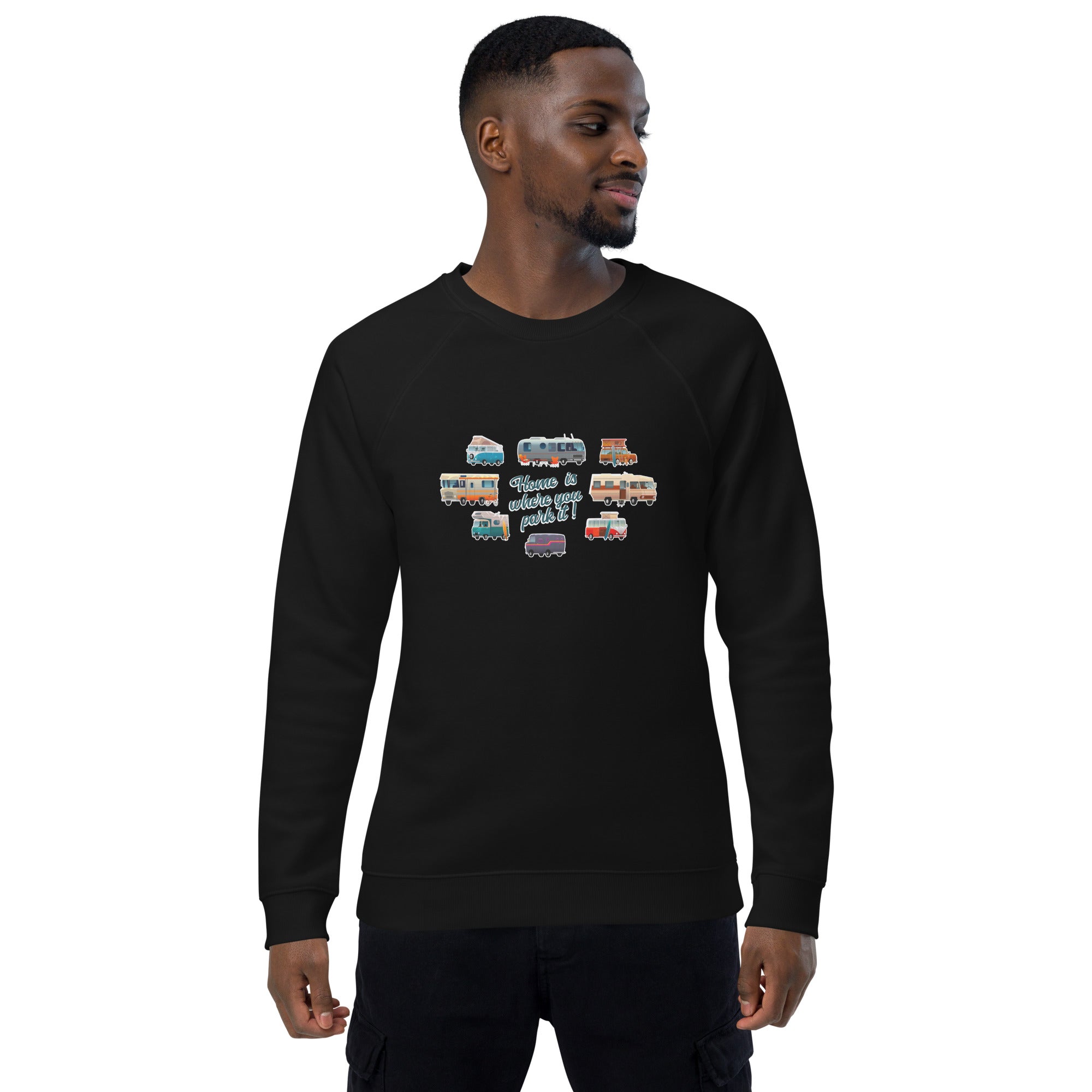 Unisex organic raglan sweatshirt Square Vintage Campers