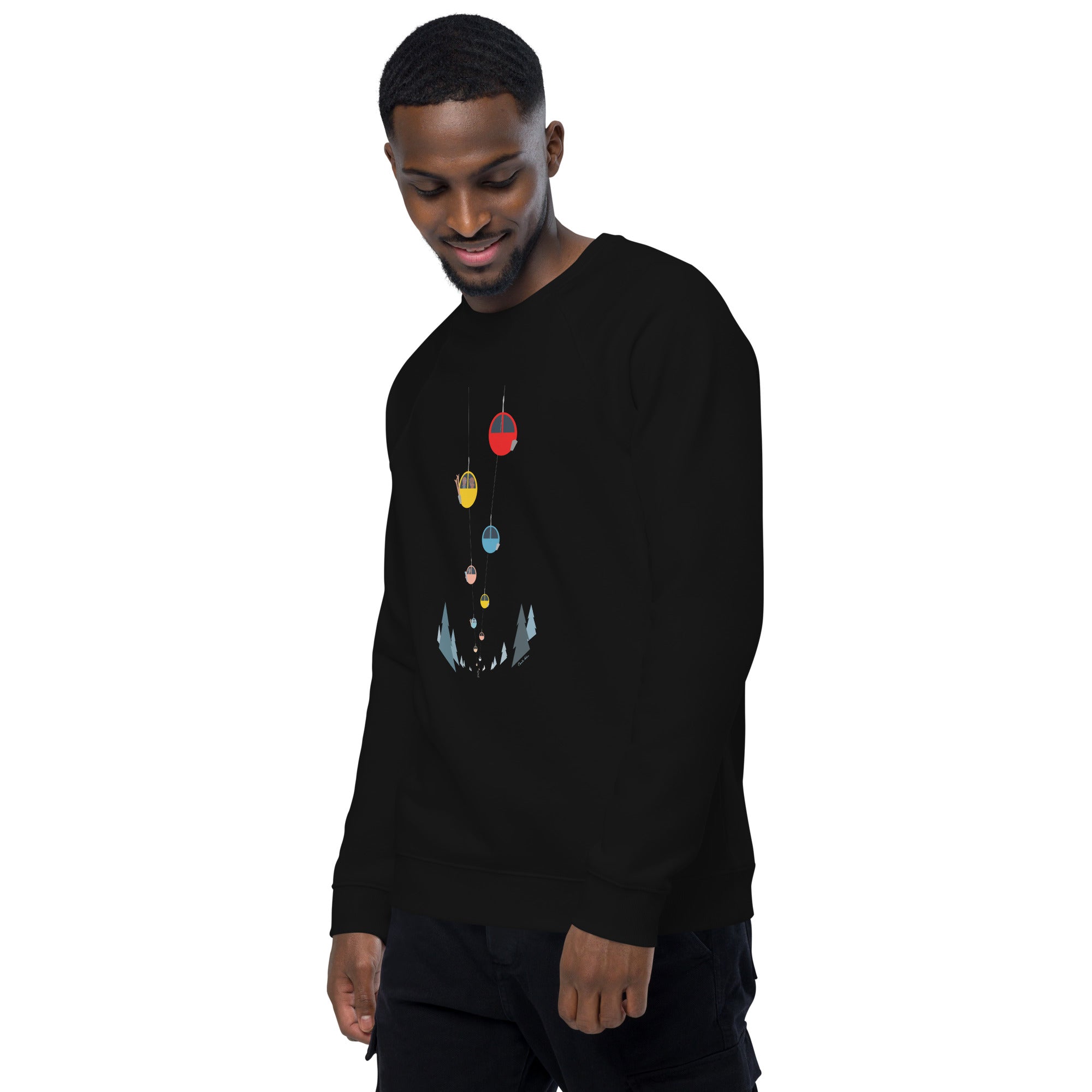 Sweatshirt écologique raglan unisexe Gondolas in the mist