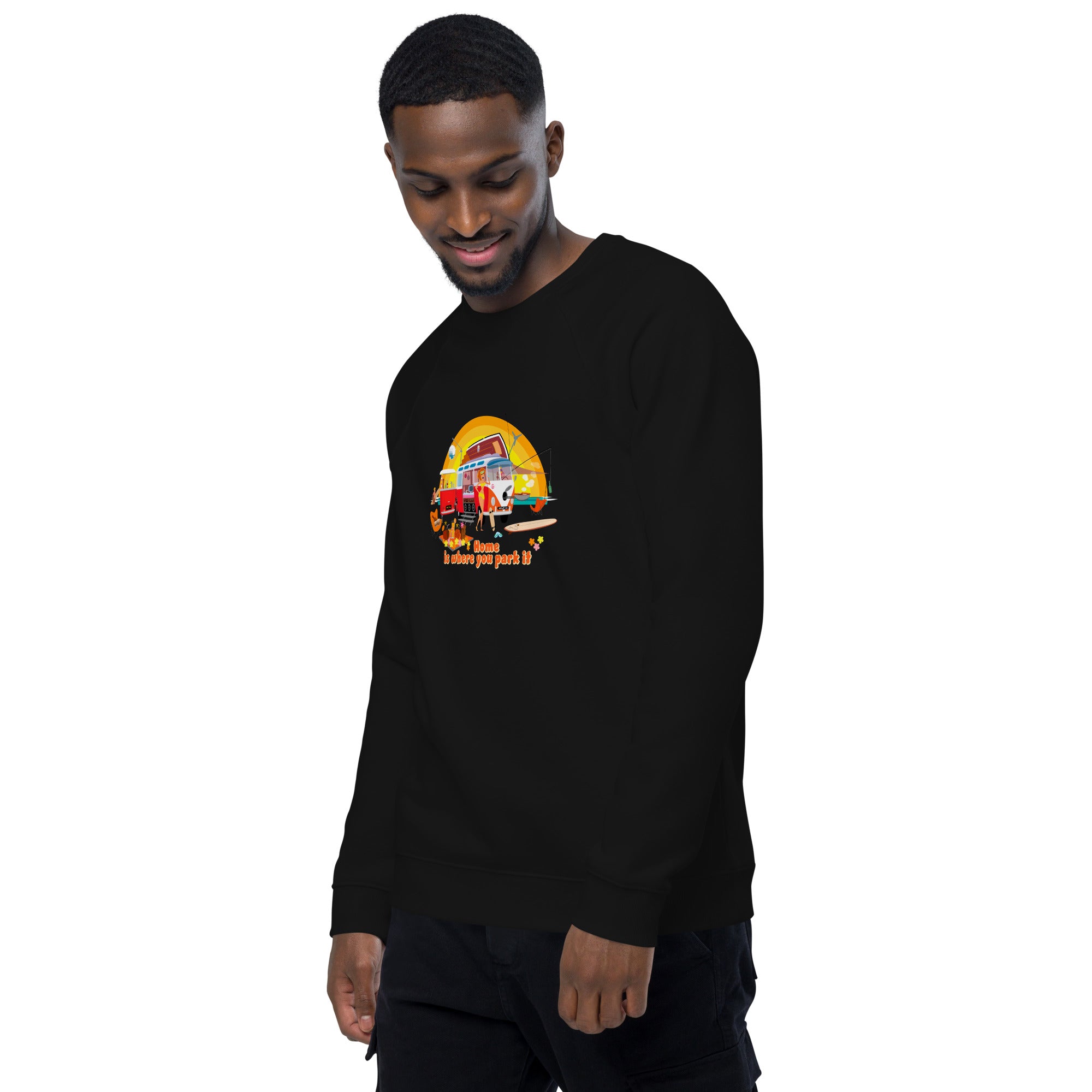 Unisex organic raglan sweatshirt Ultra Combi Home is where you park it