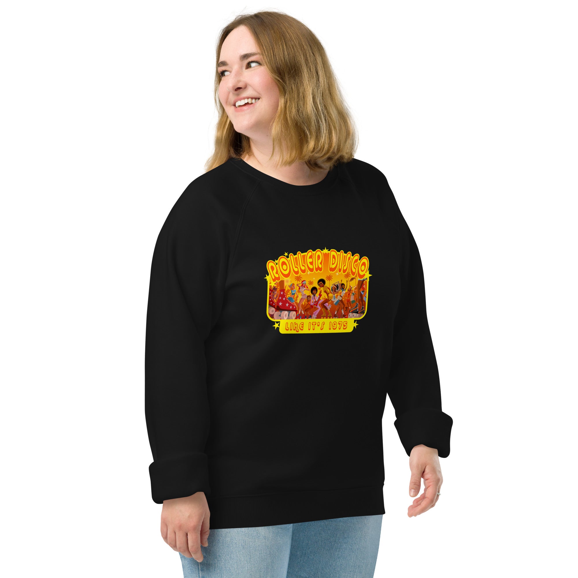 Sweatshirt écologique raglan unisexe Roller Disco 1975