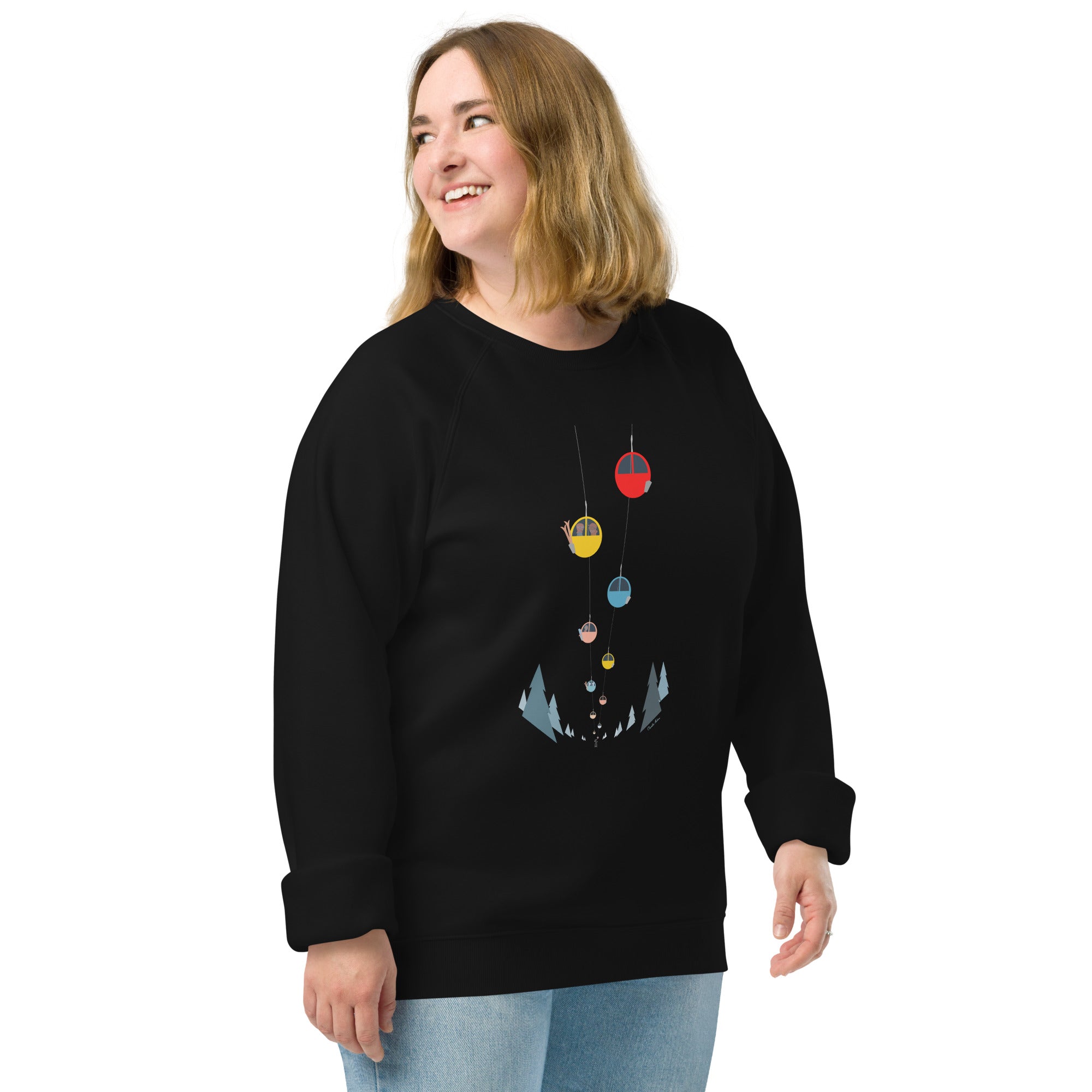 Sweatshirt écologique raglan unisexe Gondolas in the mist