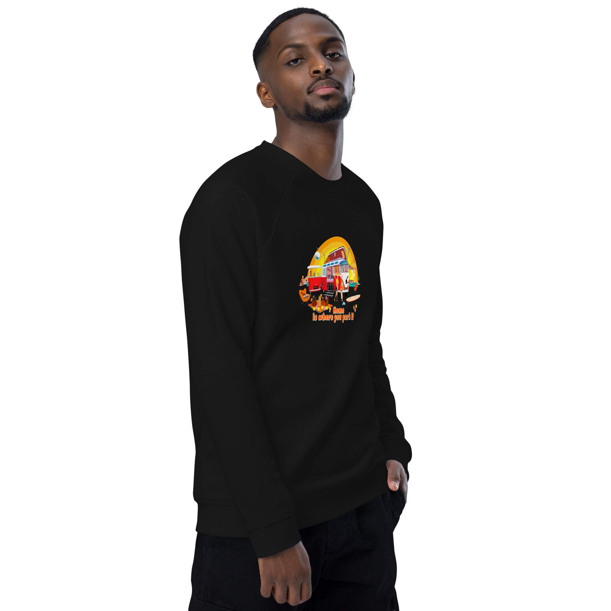 Unisex organic raglan sweatshirt Ultra Combi Home is where you park it