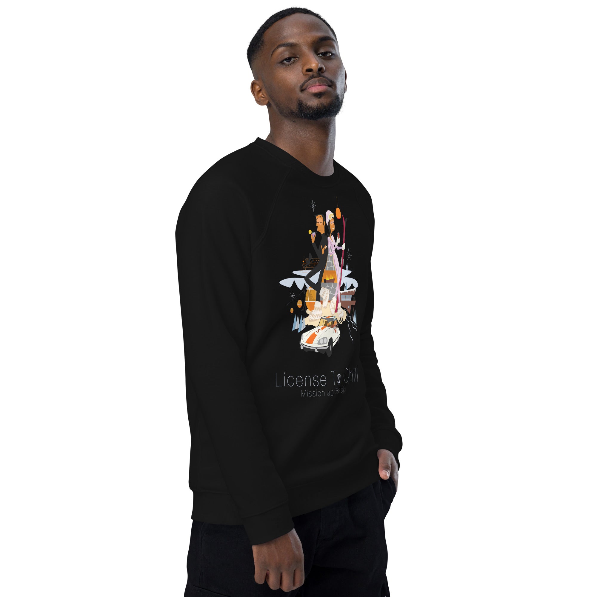 Sweatshirt écologique raglan unisexe License To Chill Mission Après-Ski