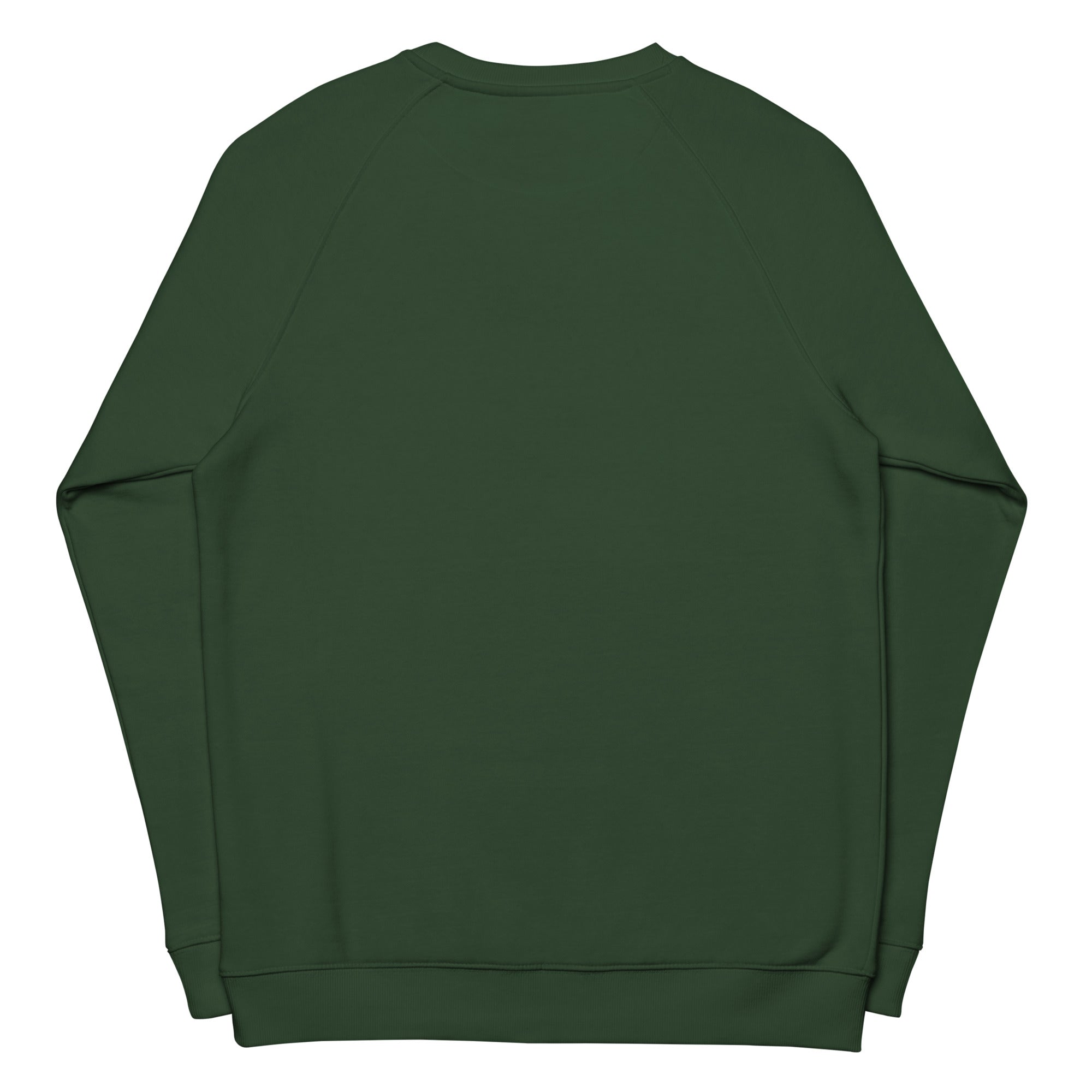 Unisex organic raglan sweatshirt Bold Camper Van Home is where you park it large gold embroidered pattern