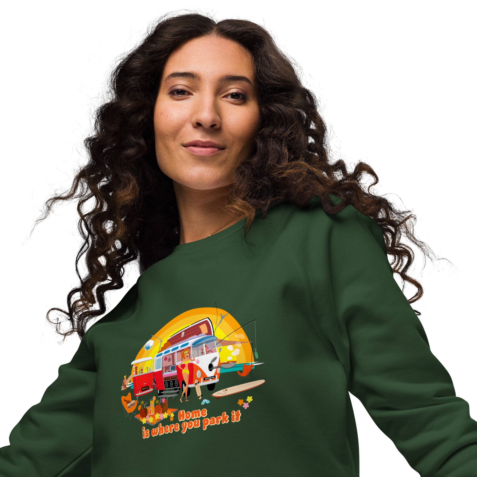 Unisex organic raglan sweatshirt Ultra Combi Home is where you park it