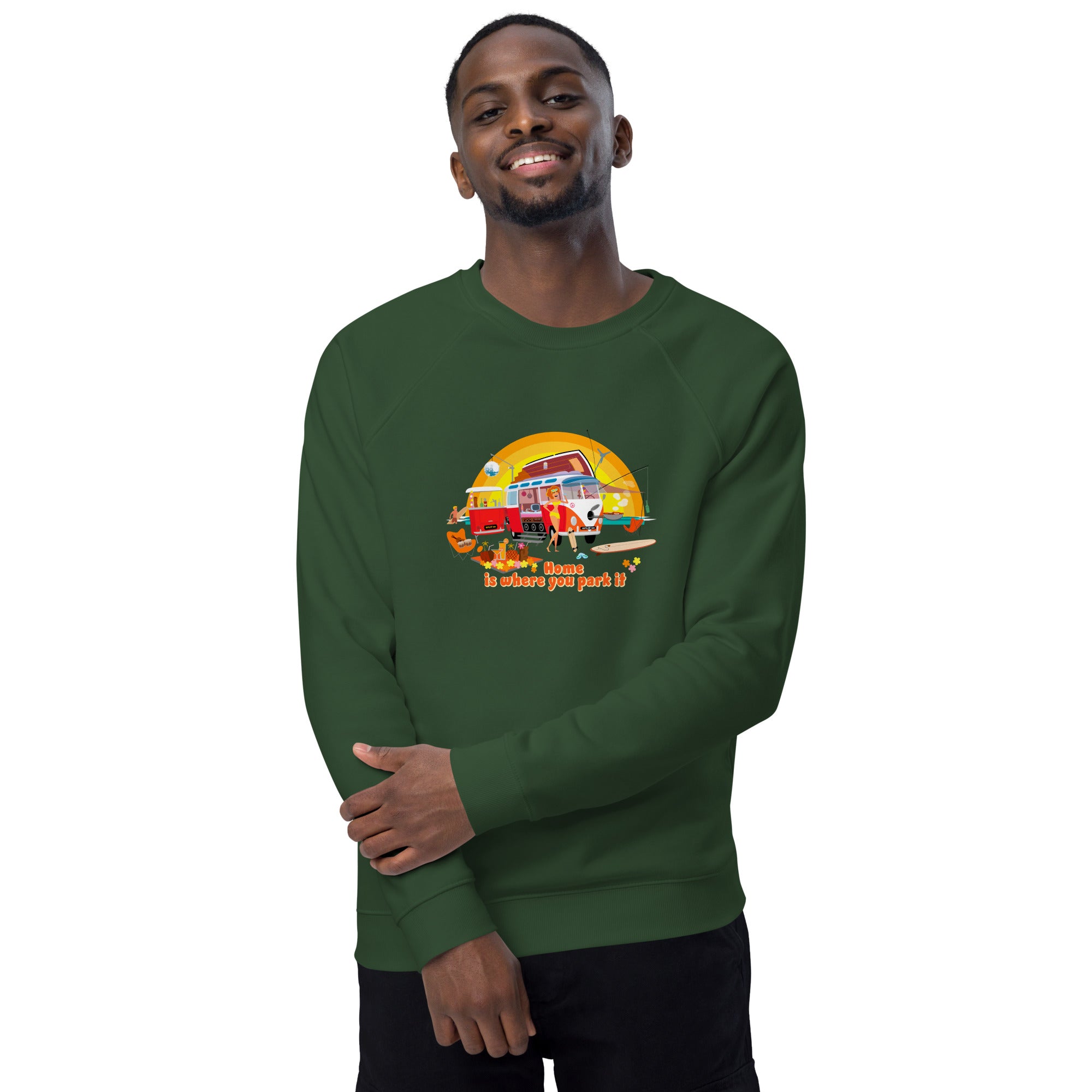 Unisex organic raglan sweatshirt Ultra Combi Home is where you park it