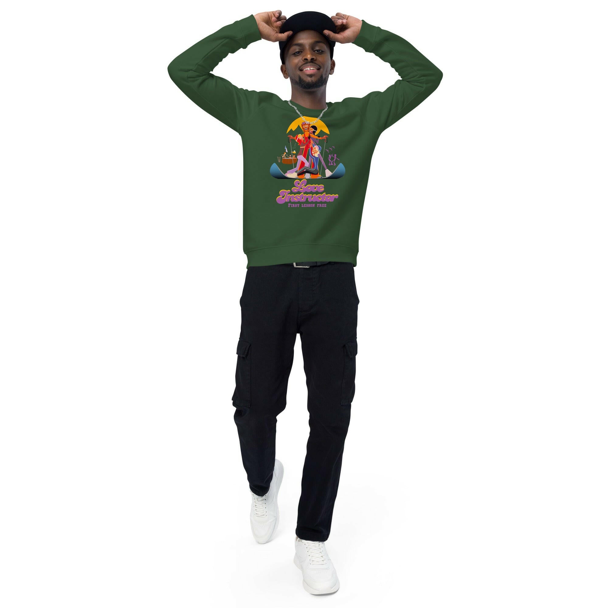 Sweatshirt écologique raglan unisexe Love Instructor First Lesson free