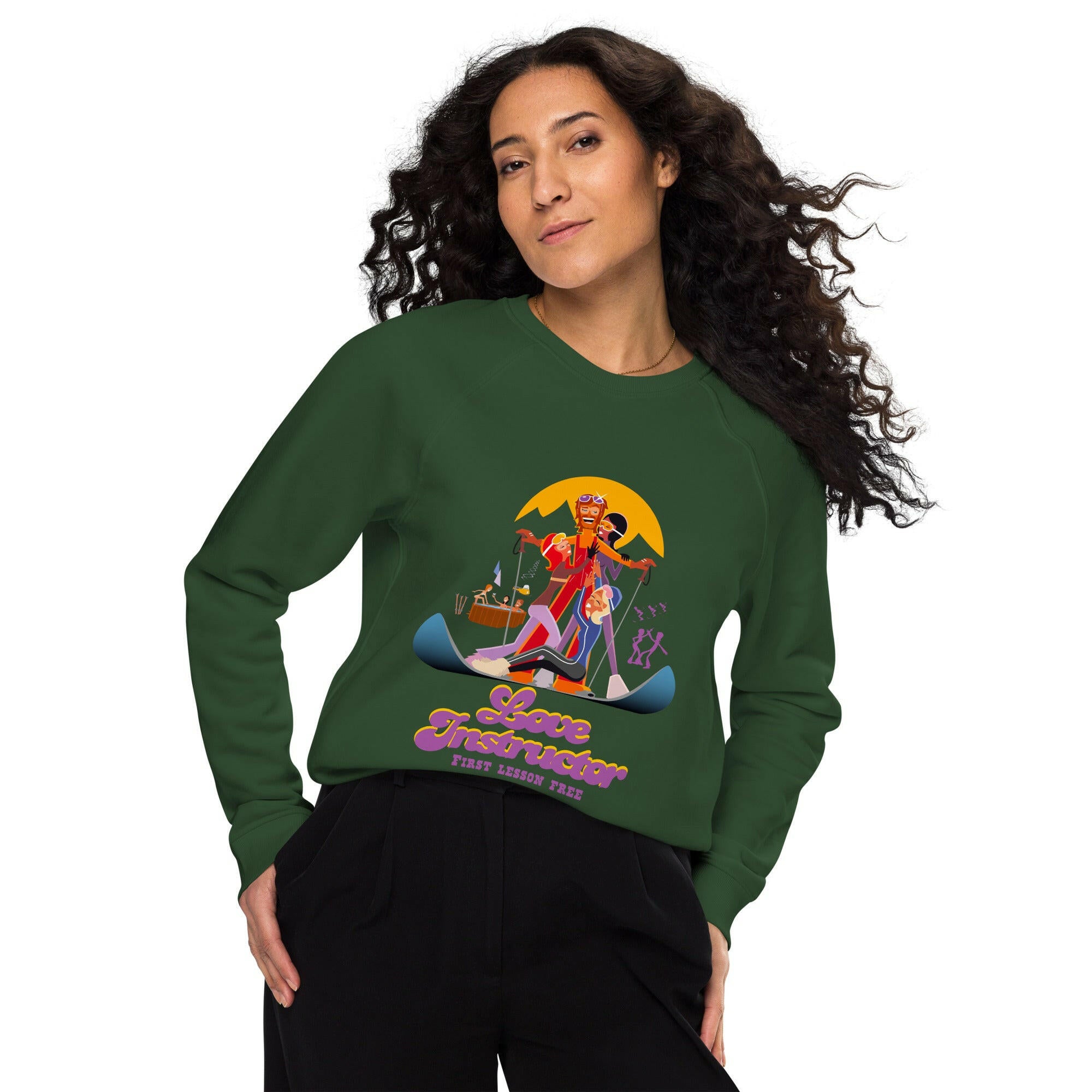 Sweatshirt écologique raglan unisexe Love Instructor First Lesson free