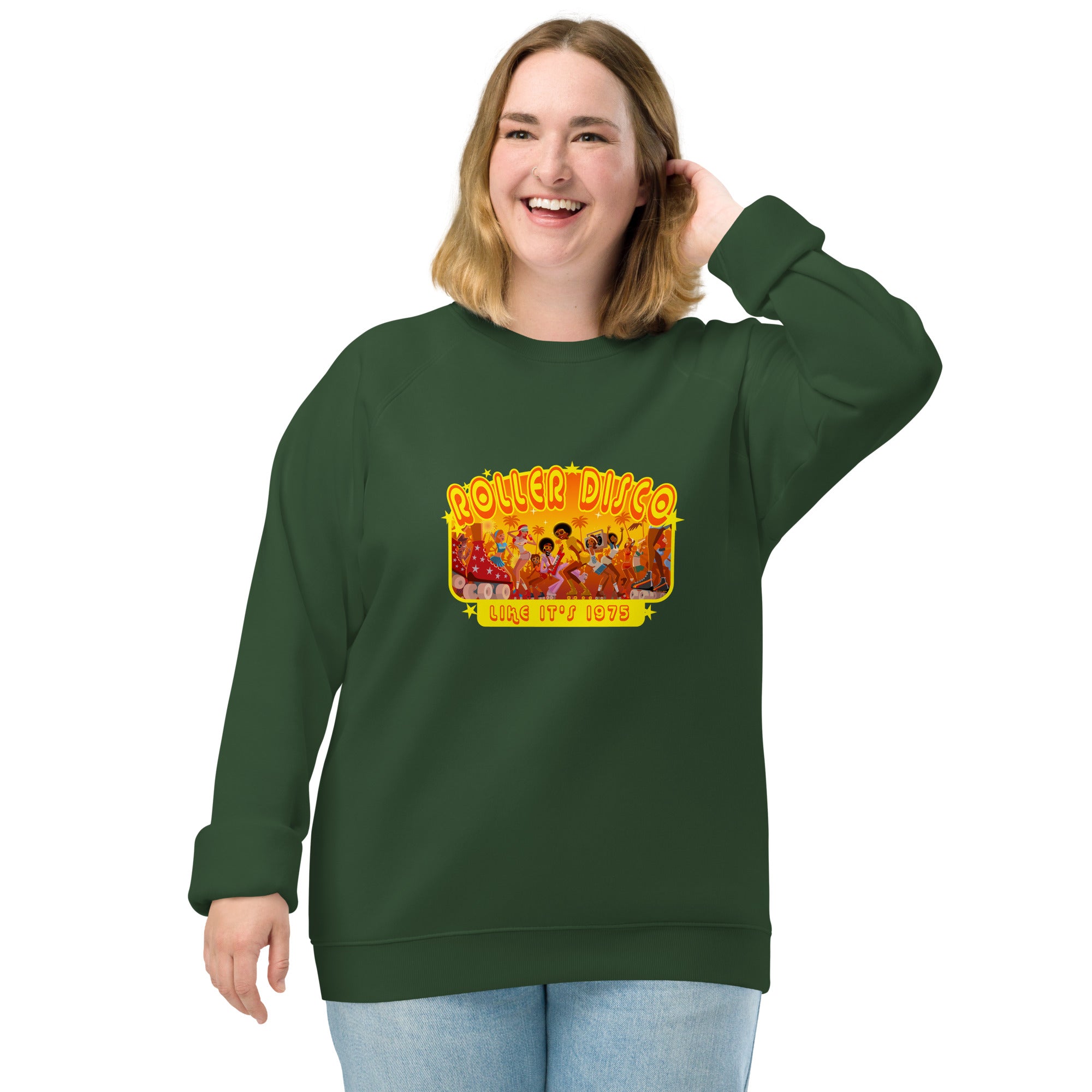 Sweatshirt écologique raglan unisexe Roller Disco 1975