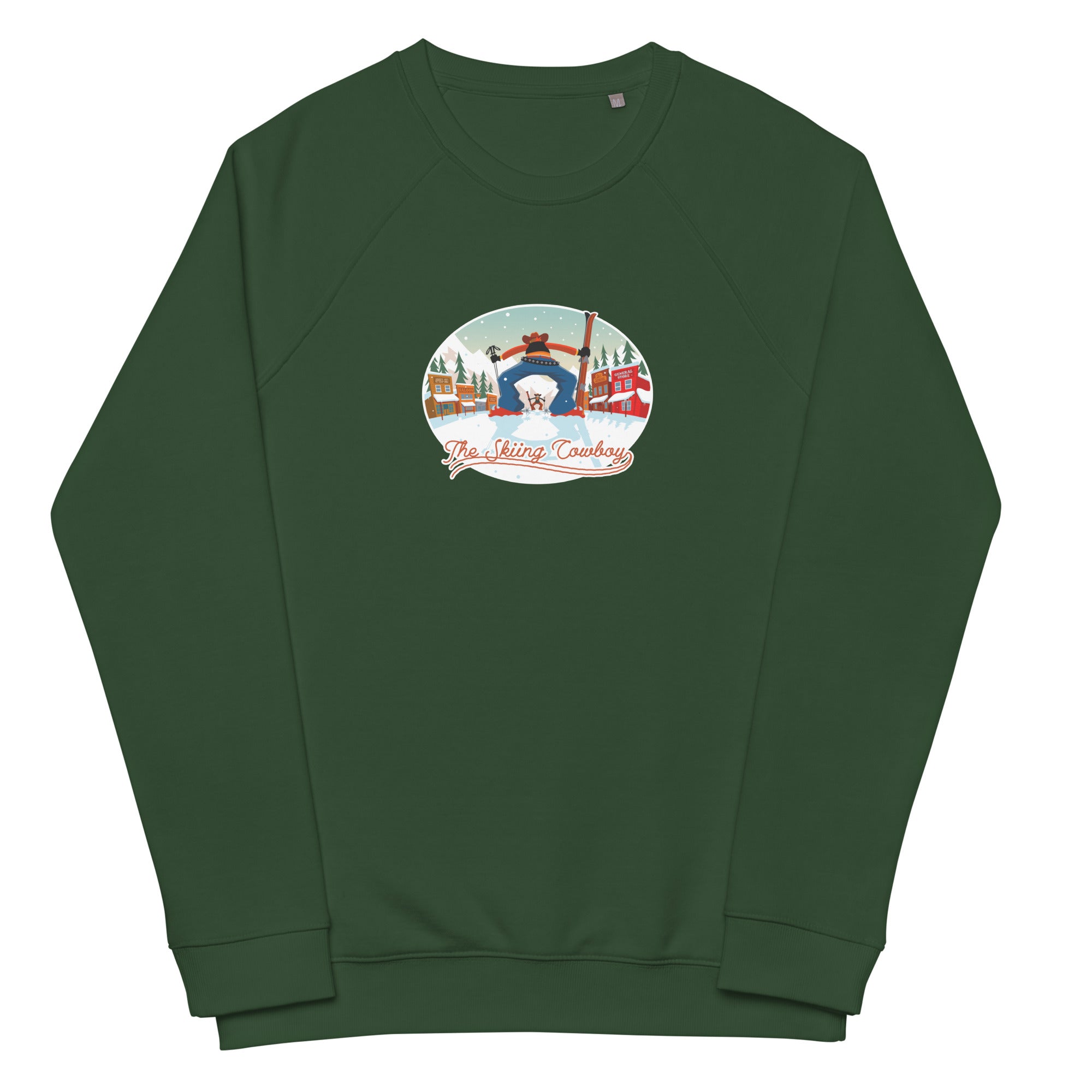 Sweatshirt écologique raglan unisexe Ski Fight at OK Corral (face & dos)