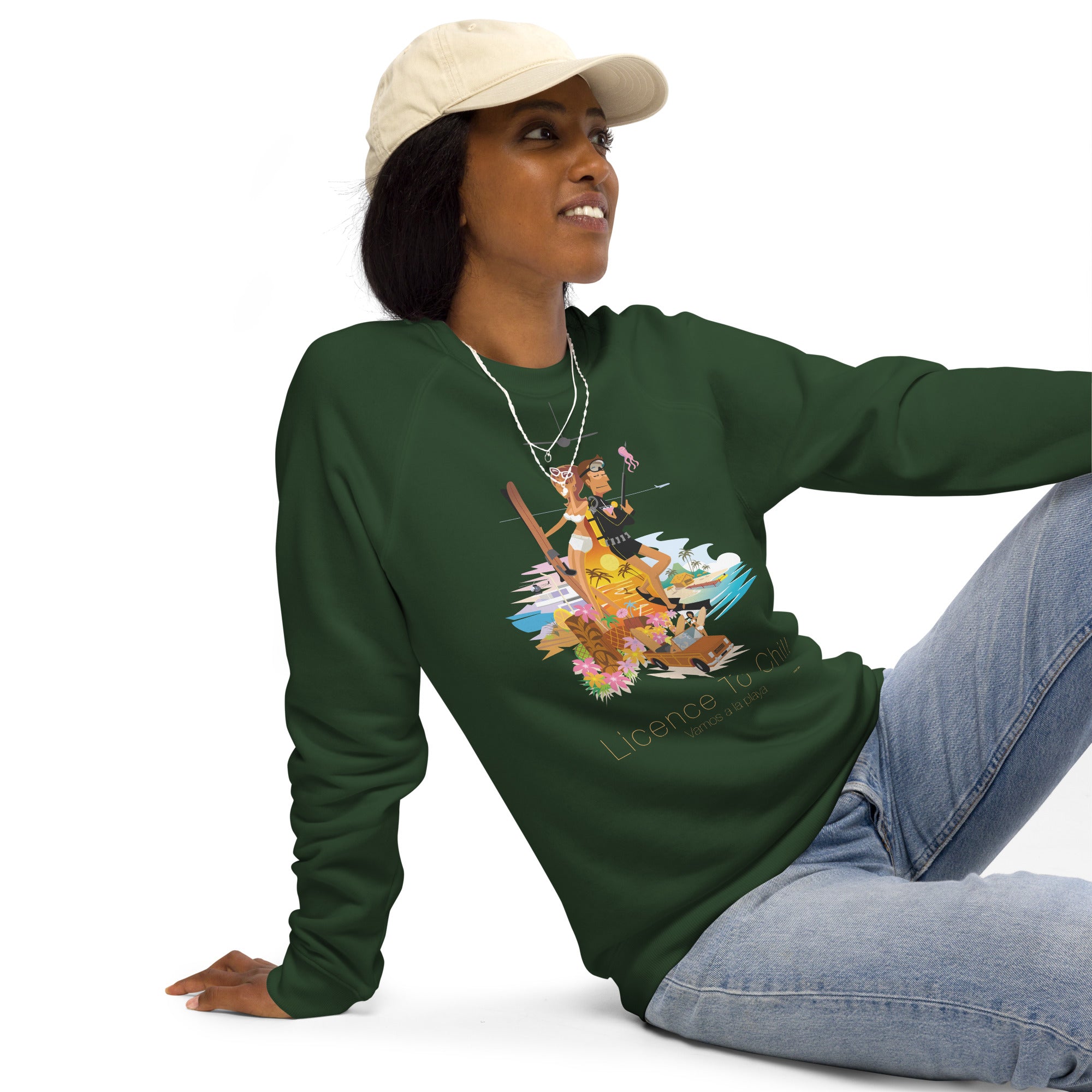 Sweatshirt écologique raglan unisexe License to Chill Vamos a la Playa