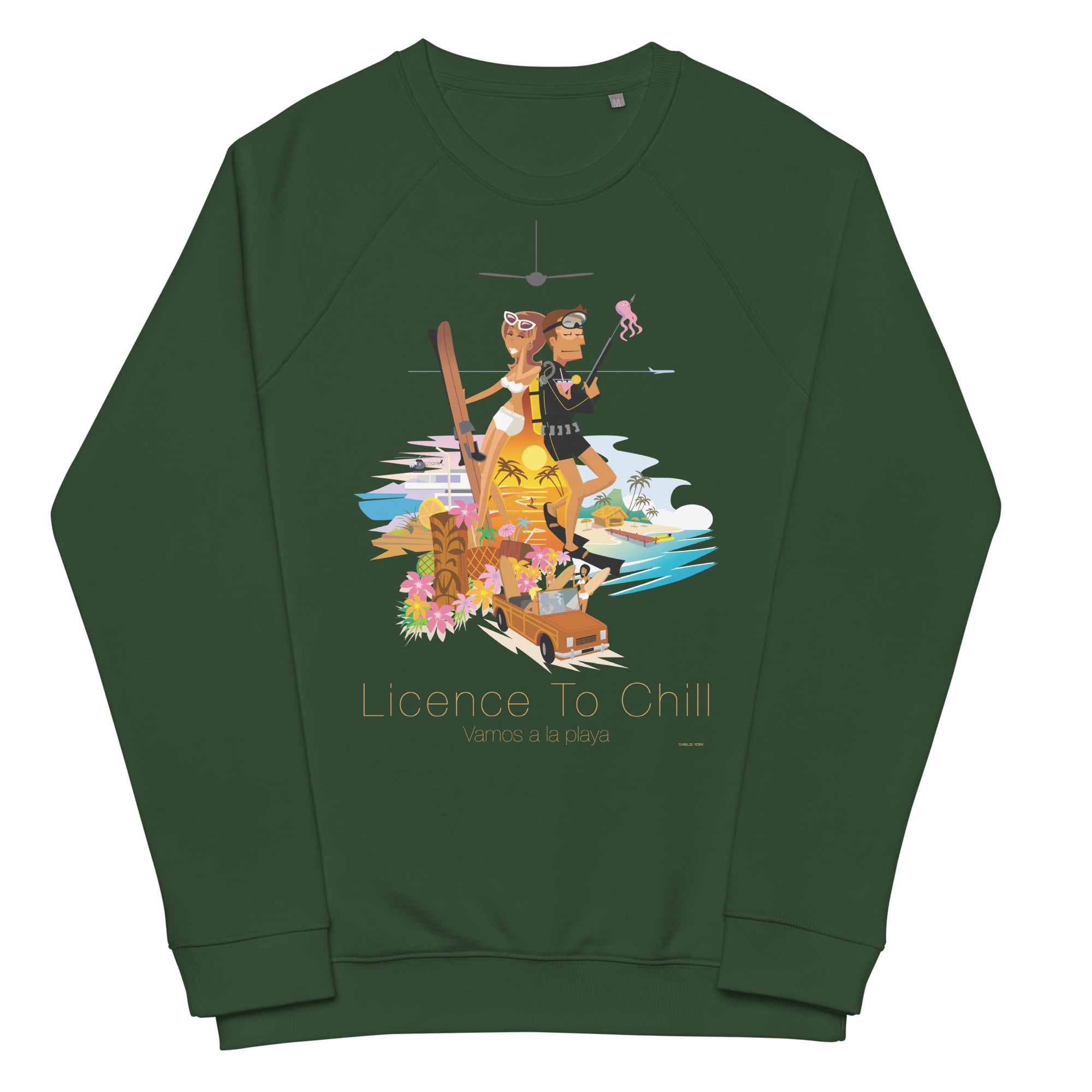 Sweatshirt écologique raglan unisexe License to Chill Vamos a la Playa