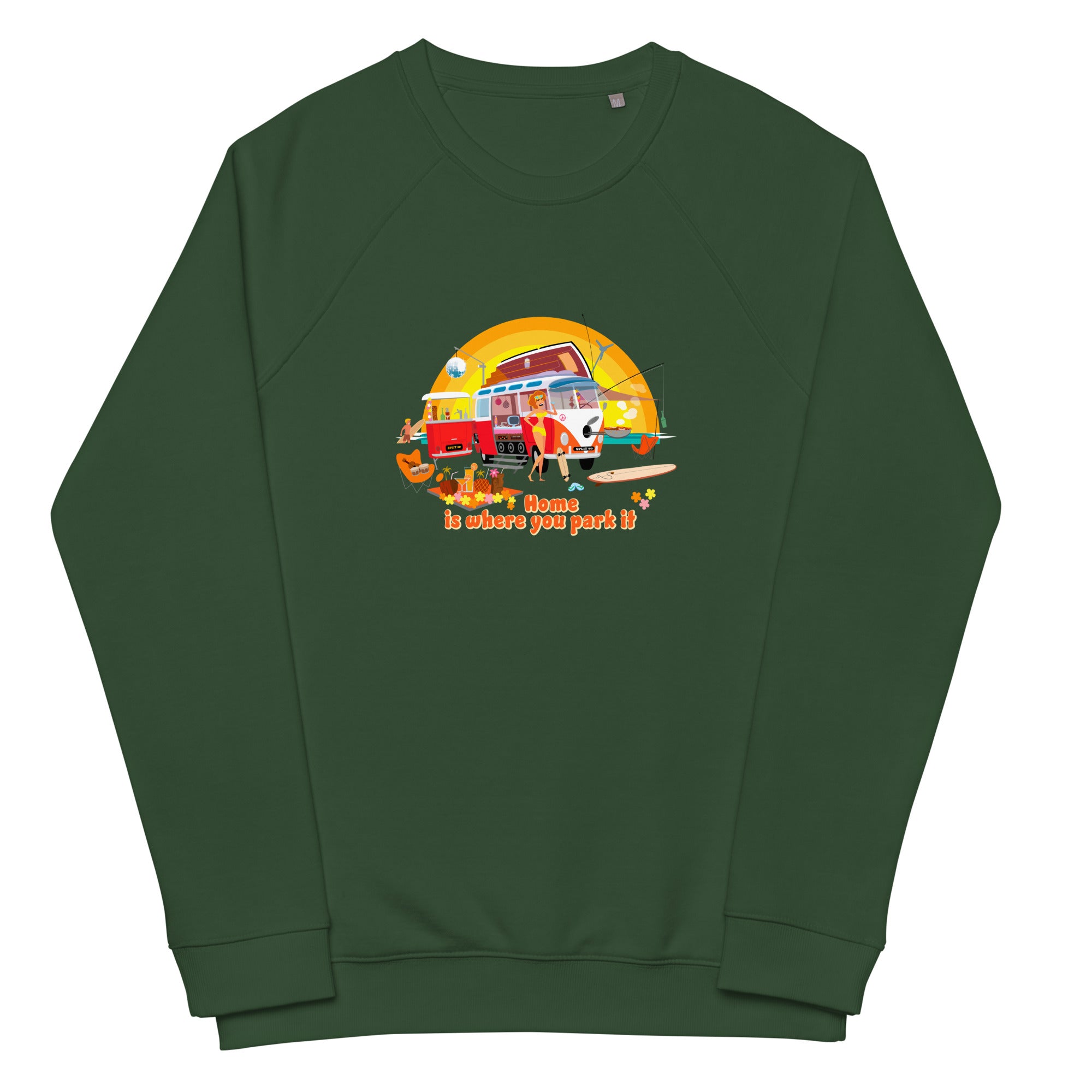 Unisex organic raglan sweatshirt Ultra Combi Home is where you park it