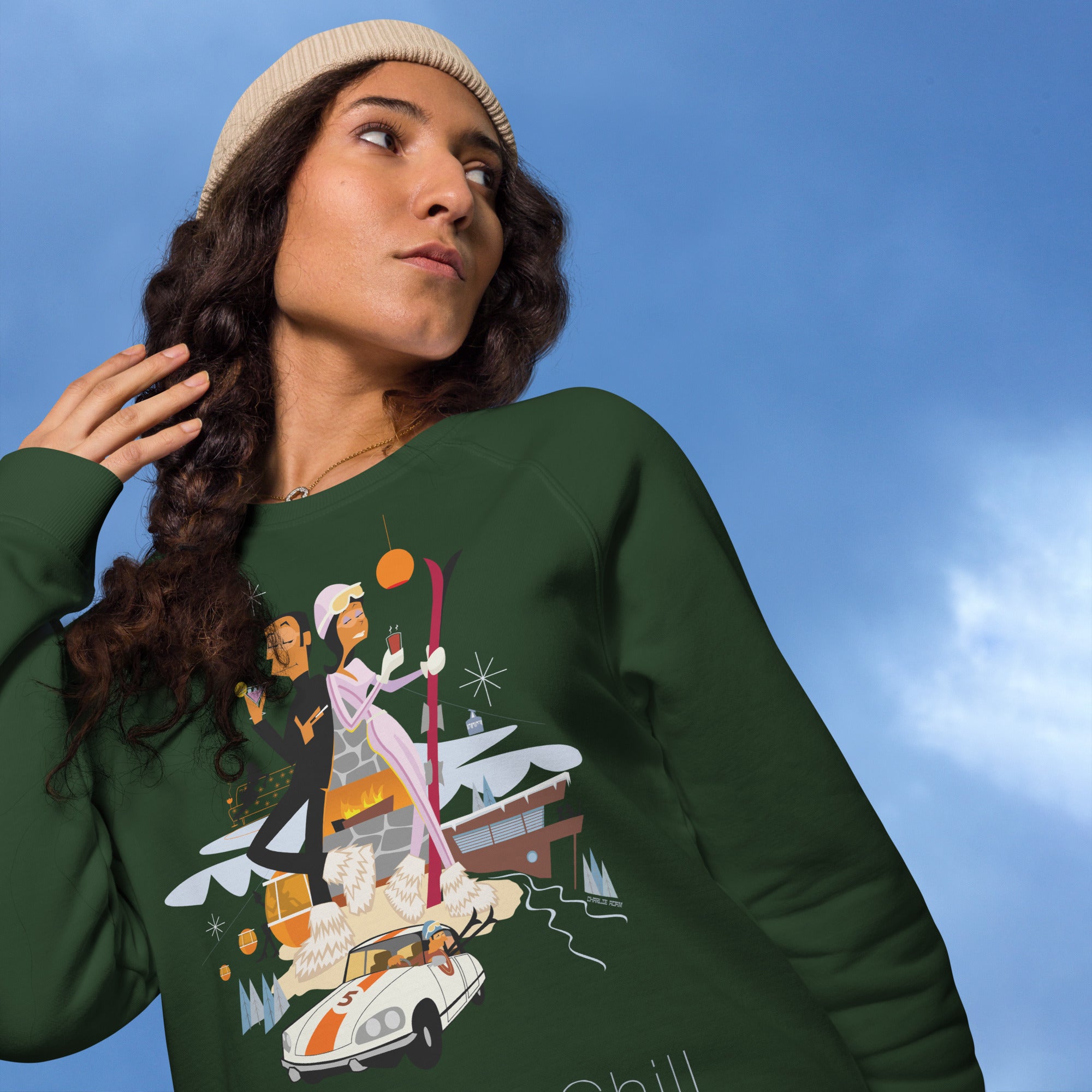 Sweatshirt écologique raglan unisexe License To Chill Mission Après-Ski