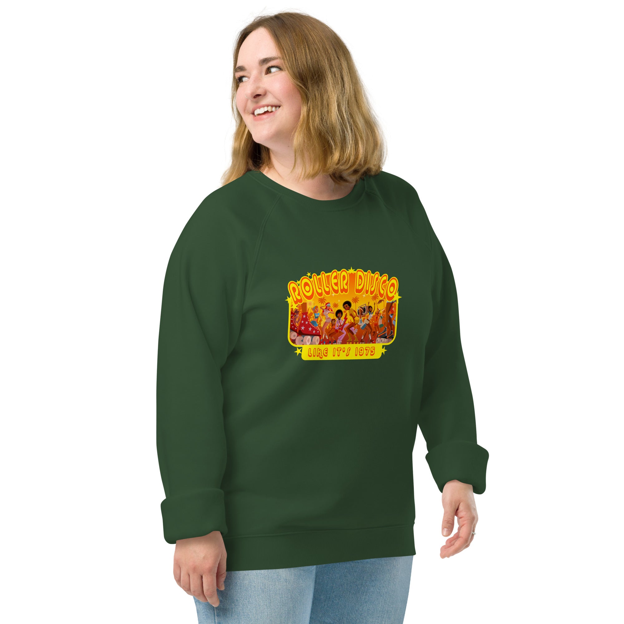 Sweatshirt écologique raglan unisexe Roller Disco 1975