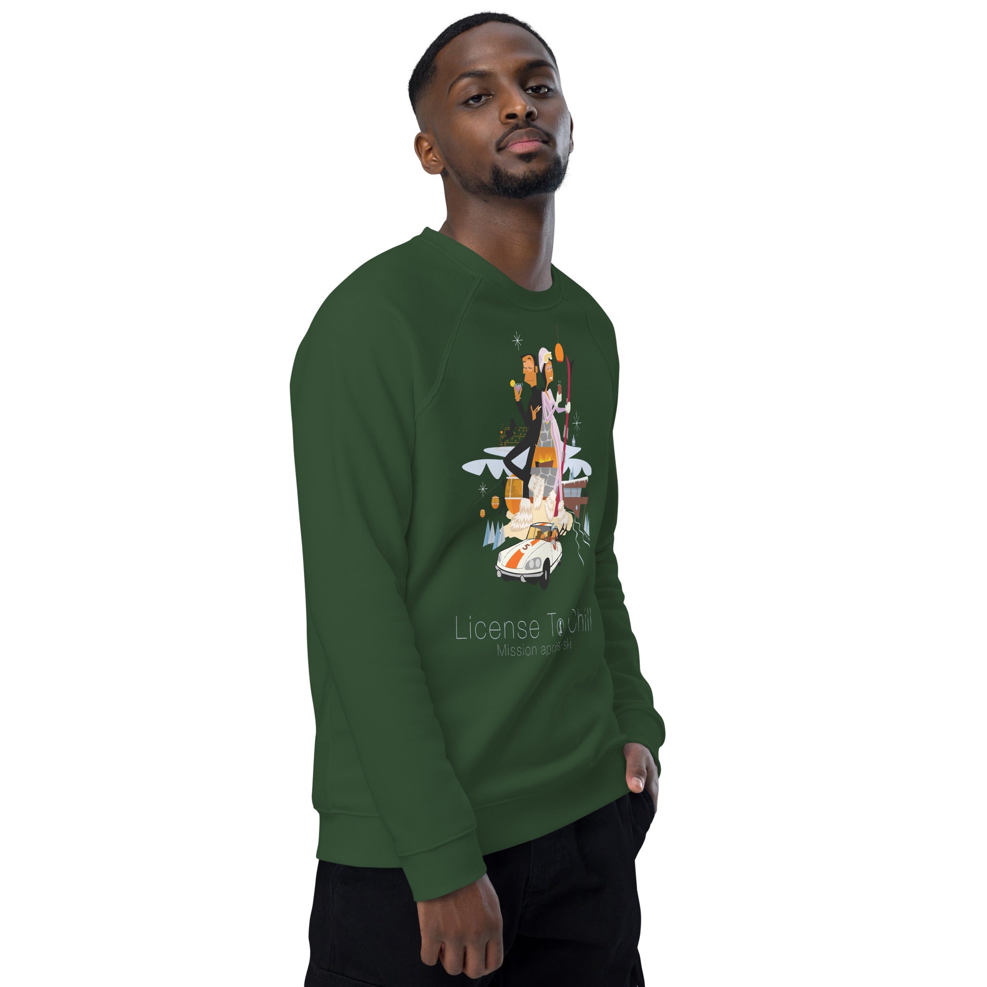 Sweatshirt écologique raglan unisexe License To Chill Mission Après-Ski