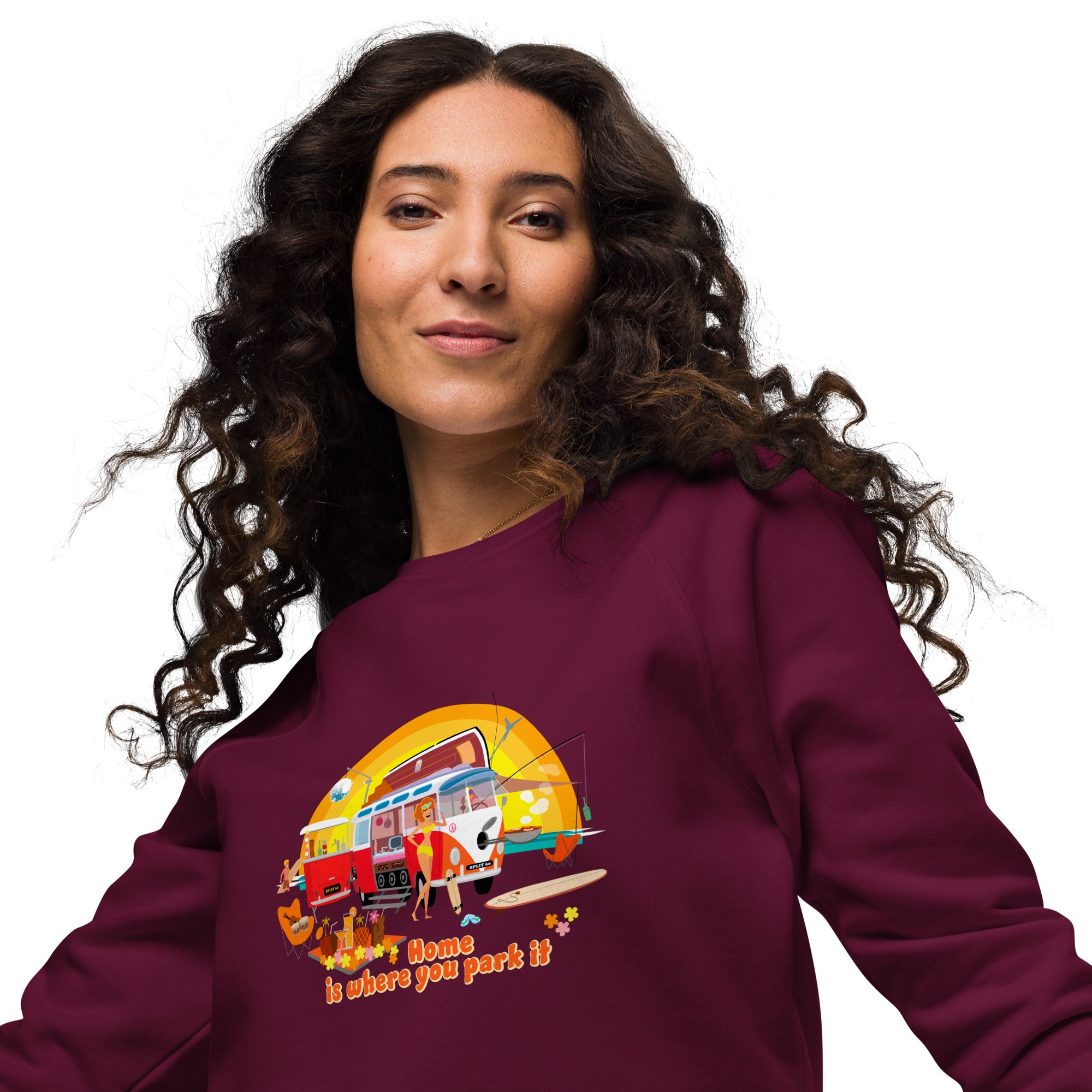 Unisex organic raglan sweatshirt Ultra Combi Home is where you park it