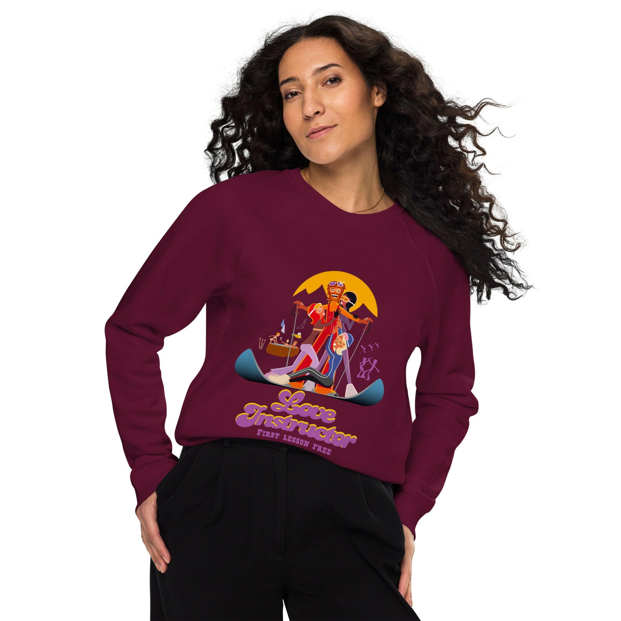Sweatshirt écologique raglan unisexe Love Instructor First Lesson free