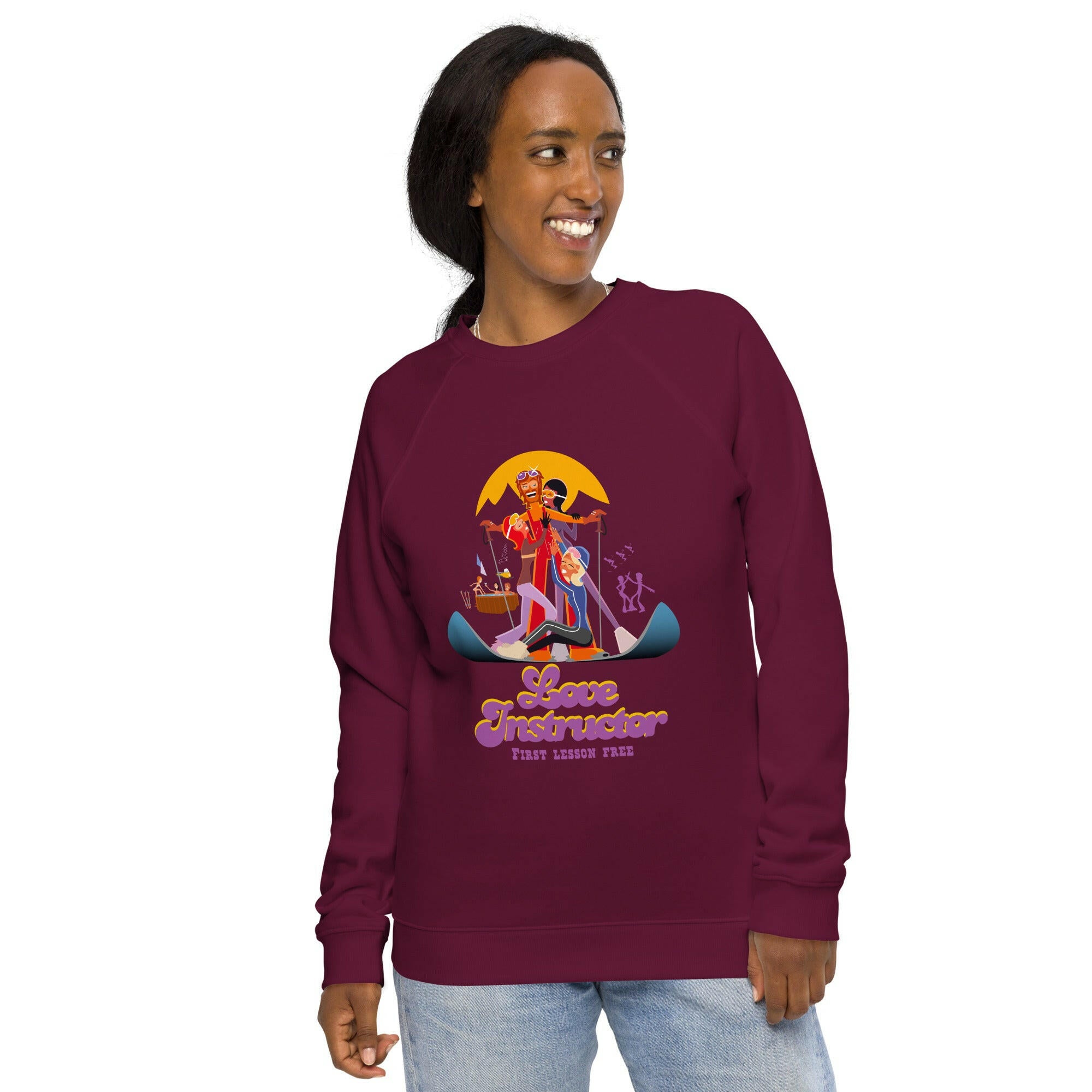Sweatshirt écologique raglan unisexe Love Instructor First Lesson free