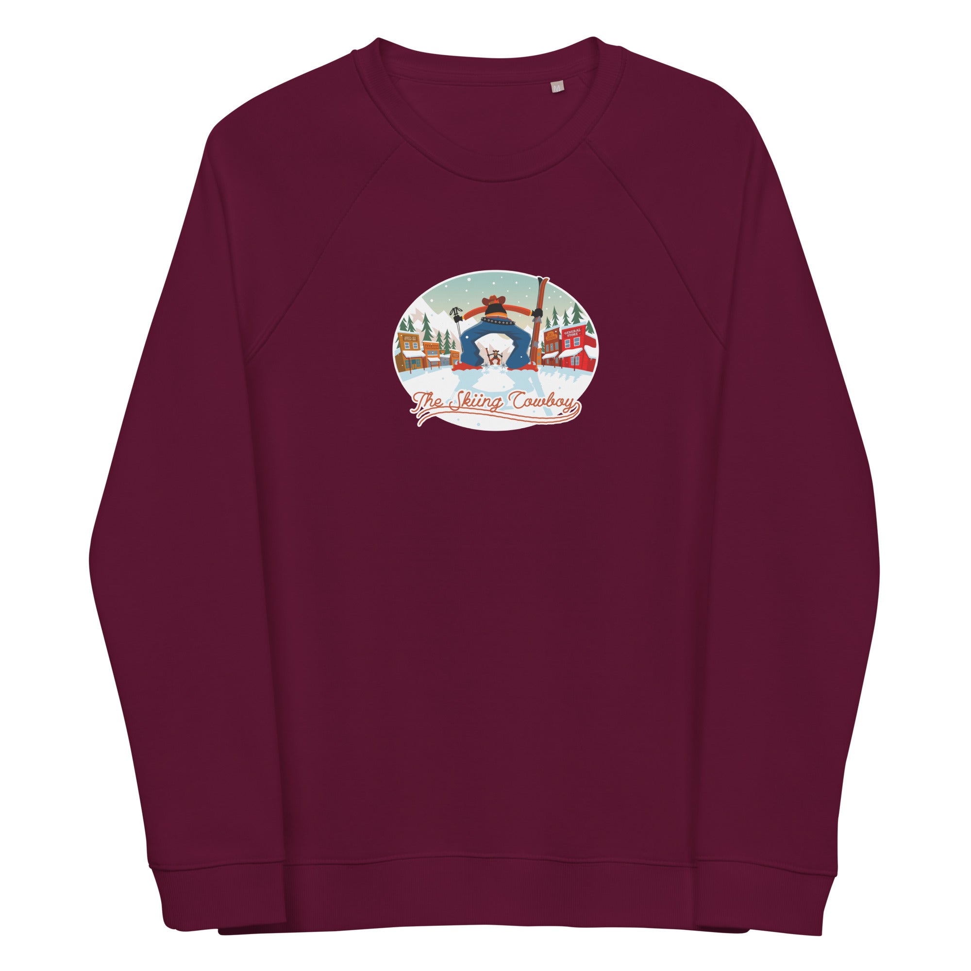 Sweatshirt écologique raglan unisexe Ski Fight at OK Corral (face & dos)