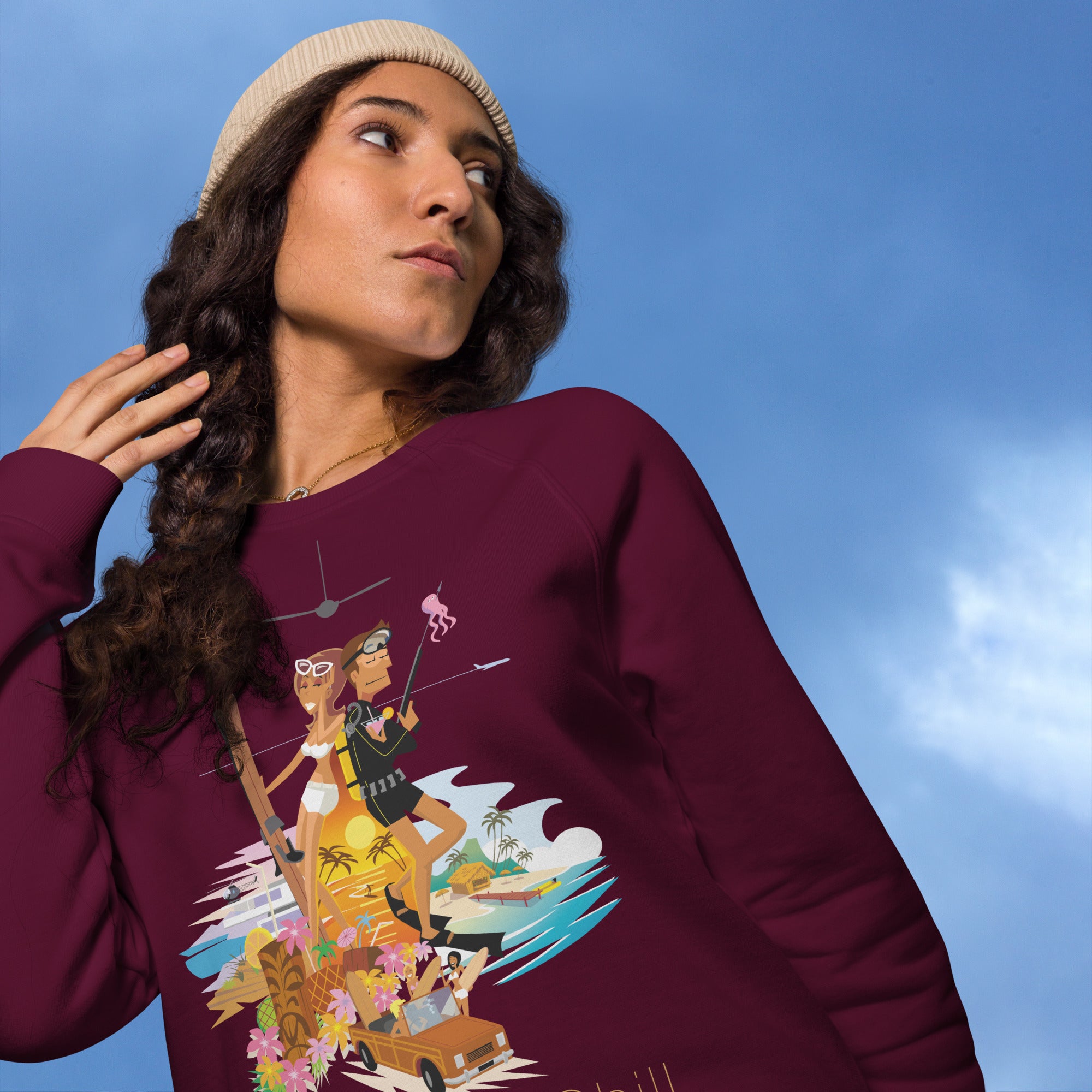 Sweatshirt écologique raglan unisexe License to Chill Vamos a la Playa