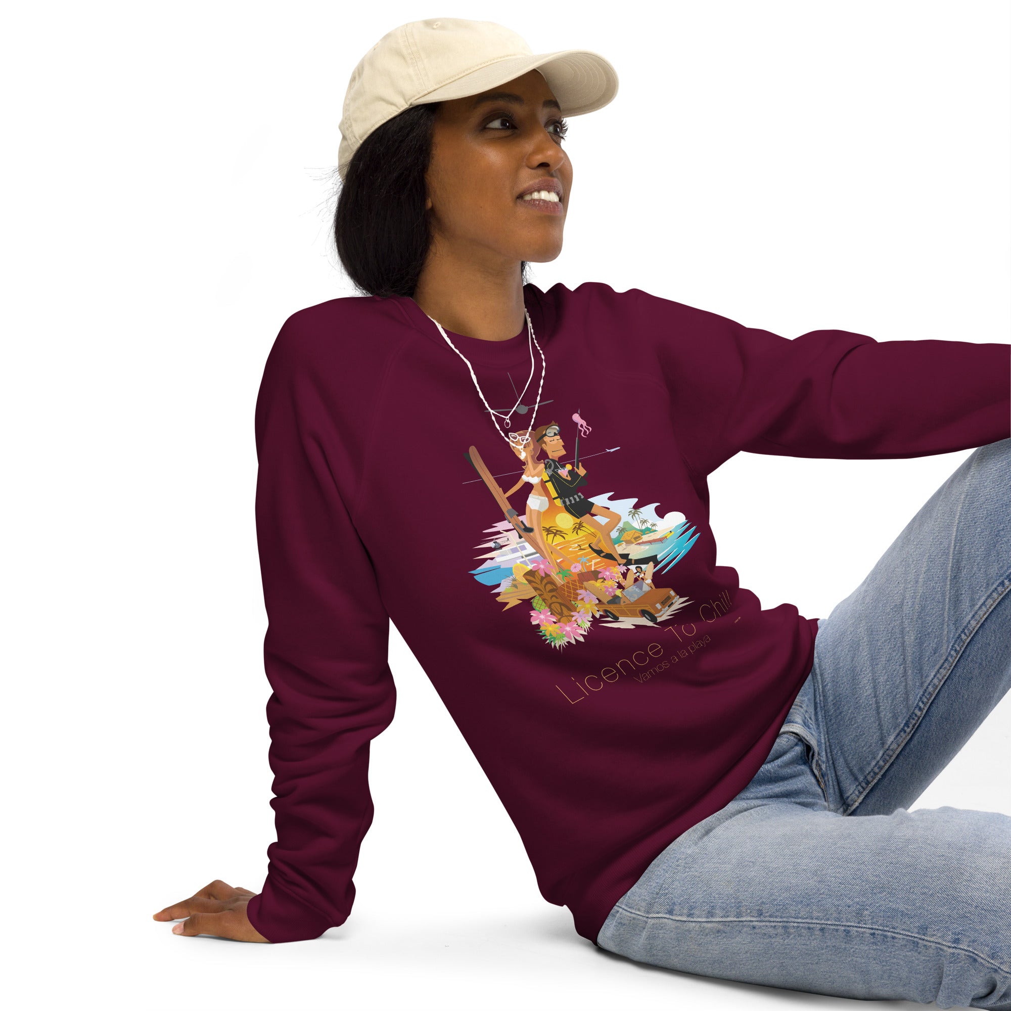 Sweatshirt écologique raglan unisexe License to Chill Vamos a la Playa