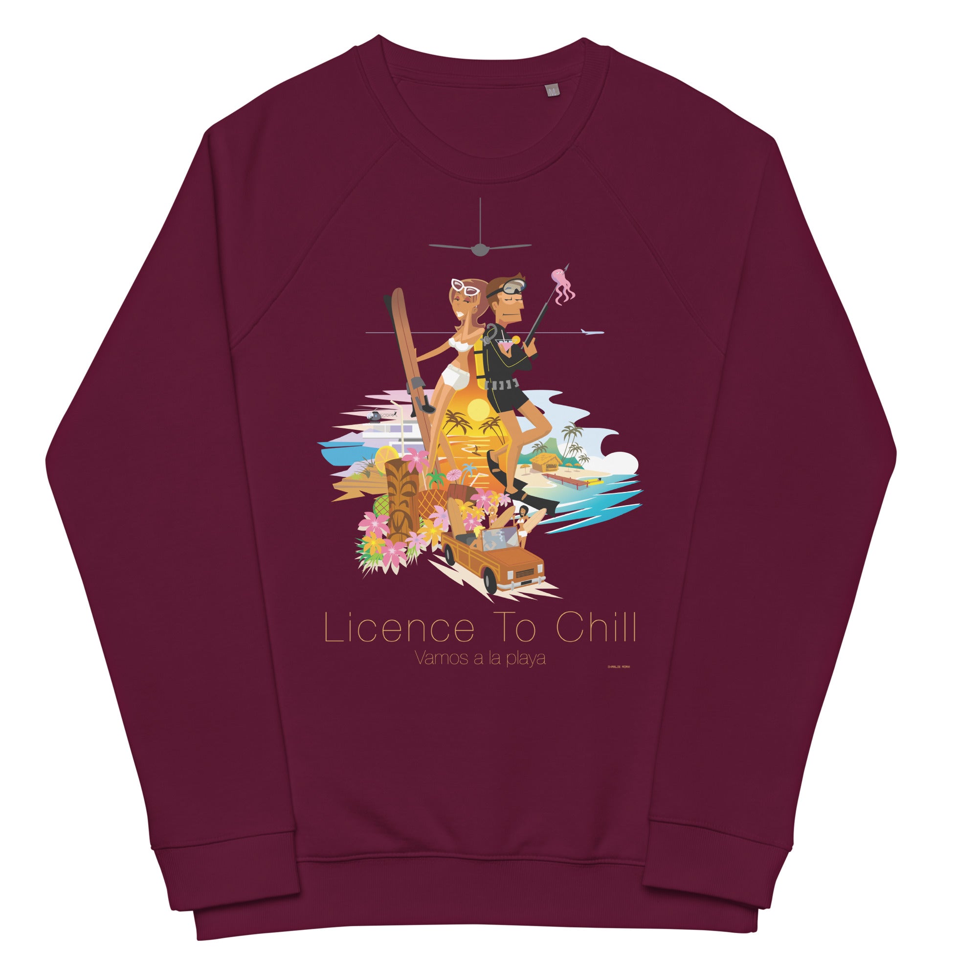 Sweatshirt écologique raglan unisexe License to Chill Vamos a la Playa