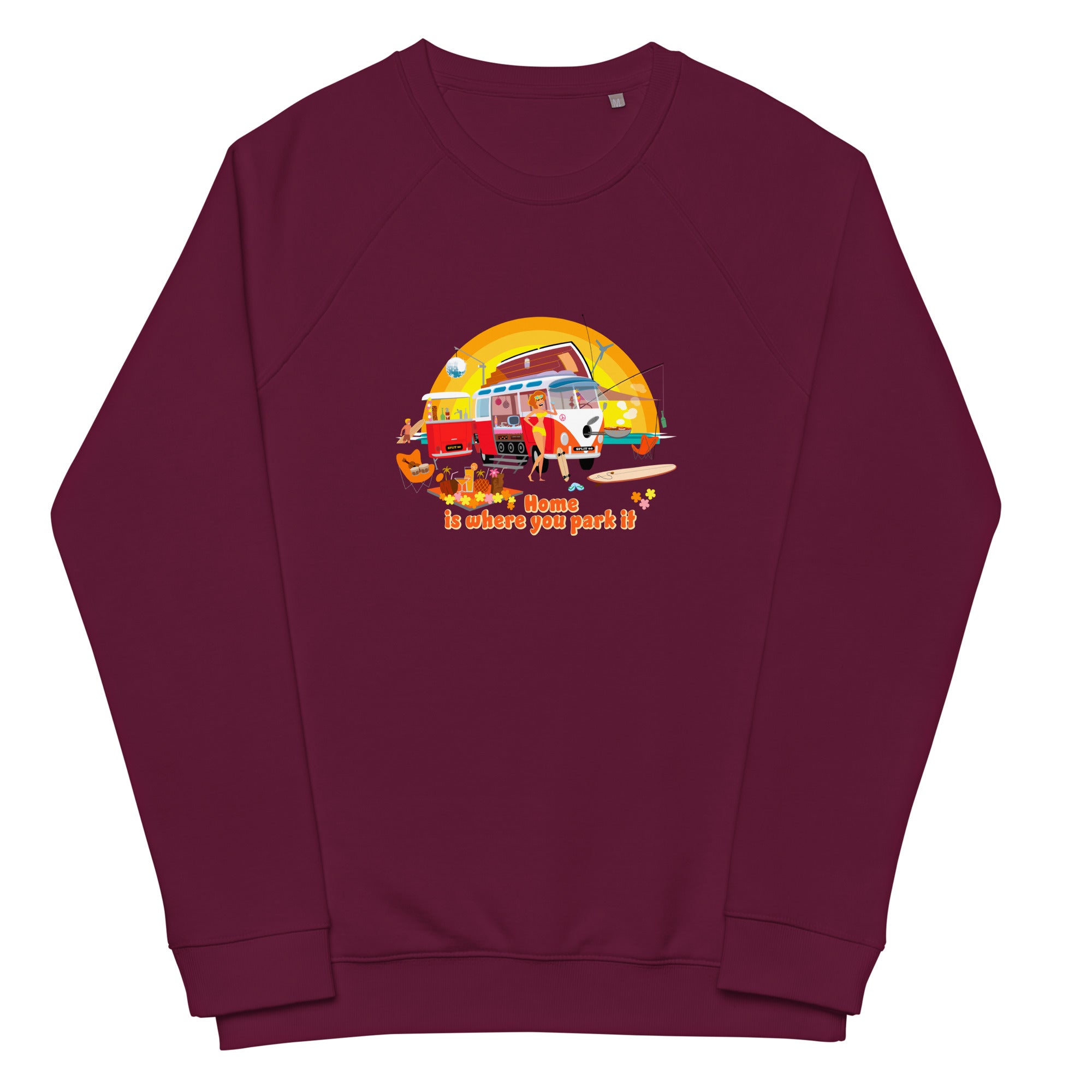 Unisex organic raglan sweatshirt Ultra Combi Home is where you park it