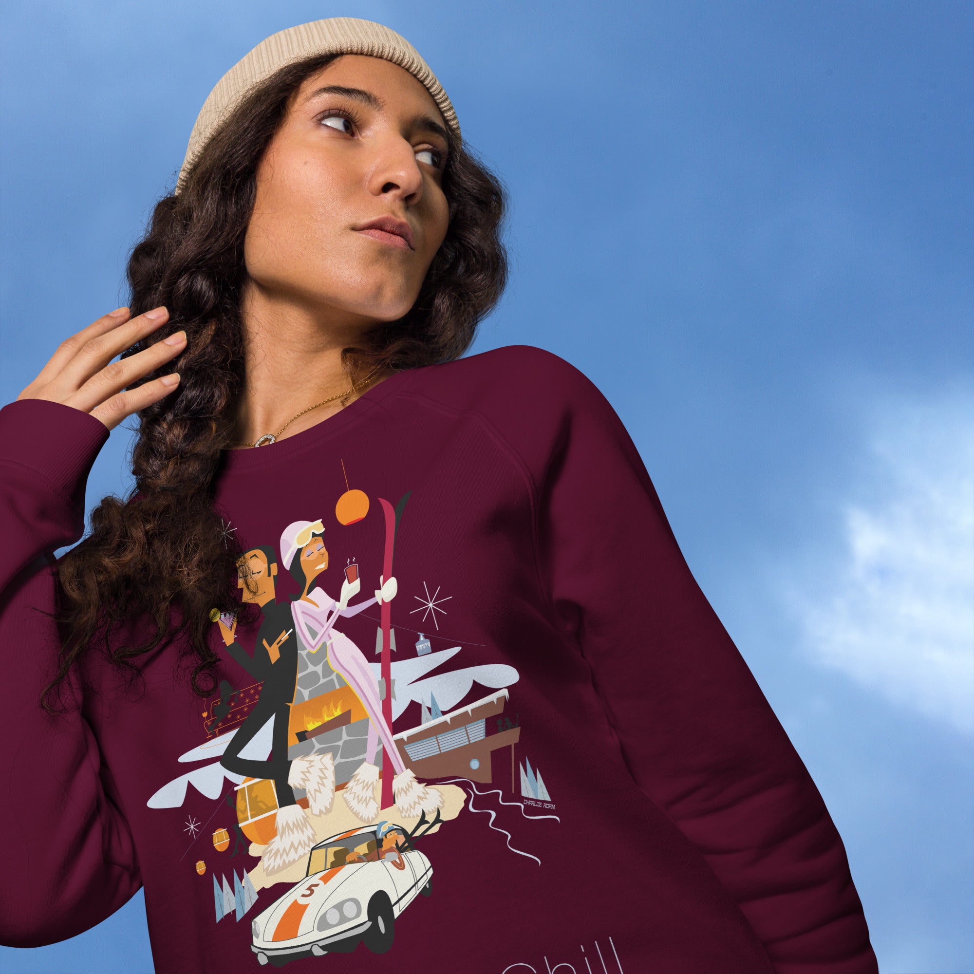 Sweatshirt écologique raglan unisexe License To Chill Mission Après-Ski