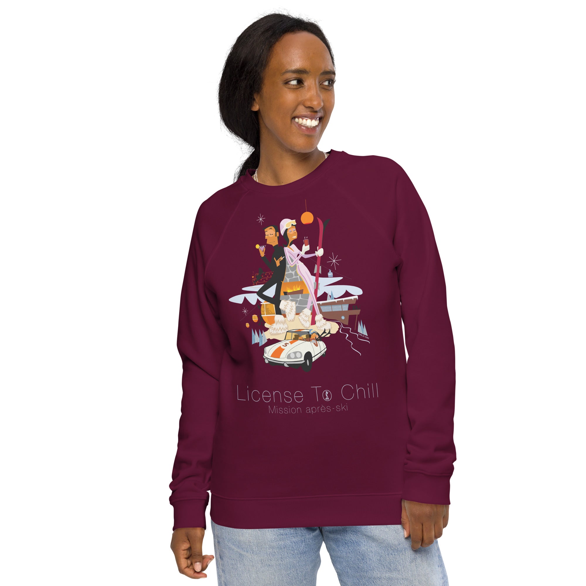 Sweatshirt écologique raglan unisexe License To Chill Mission Après-Ski