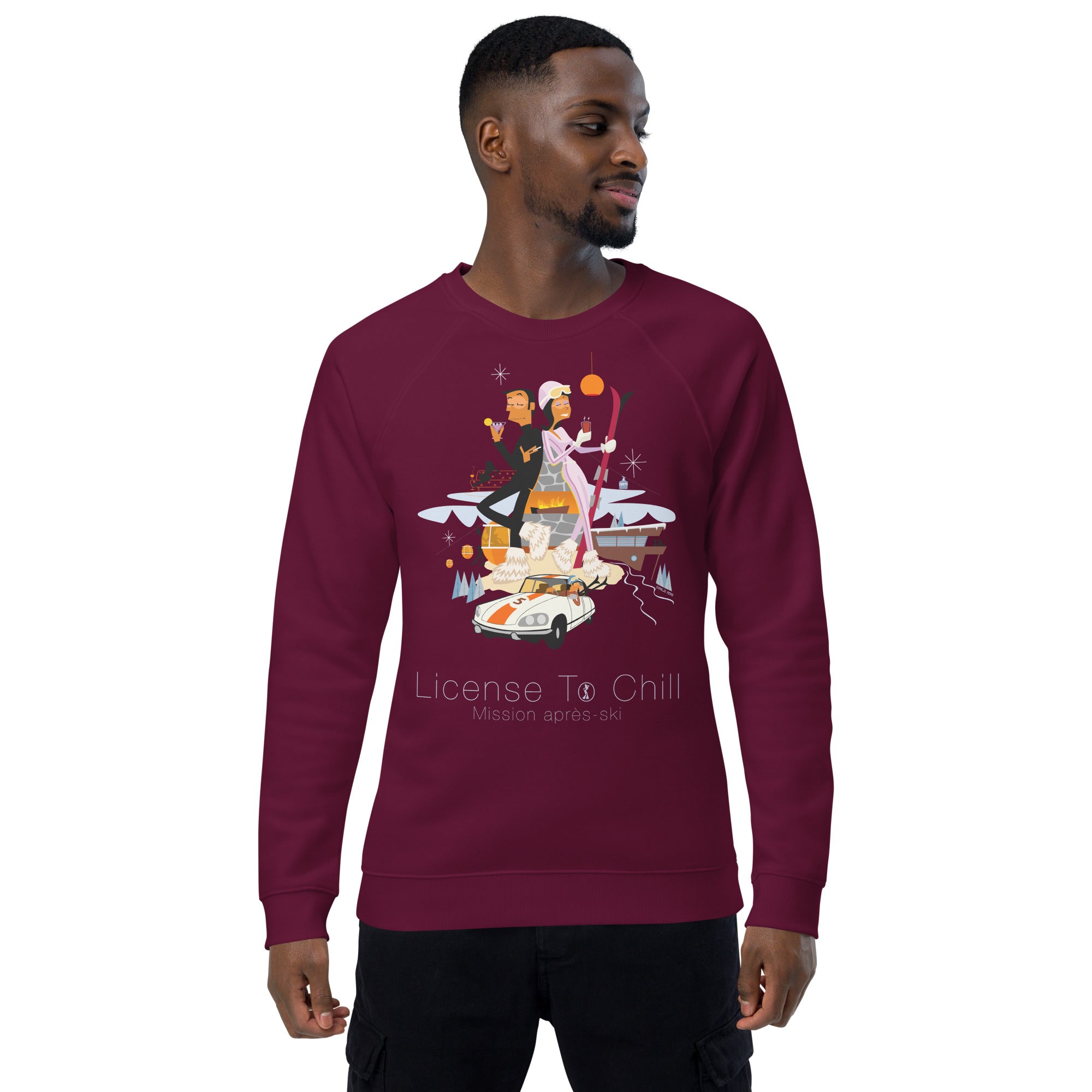 Sweatshirt écologique raglan unisexe License To Chill Mission Après-Ski