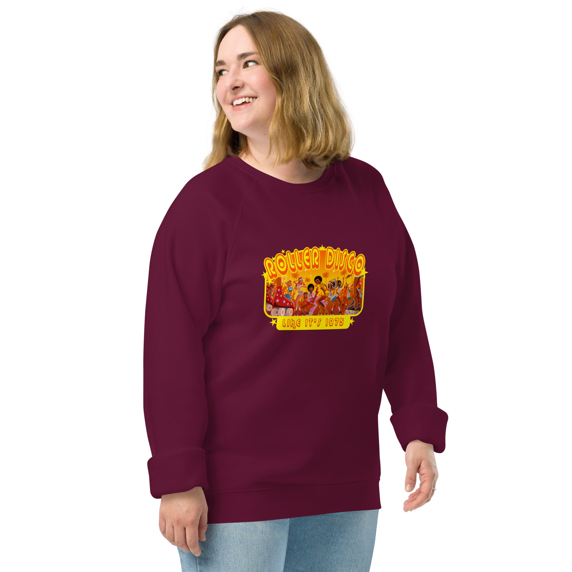 Sweatshirt écologique raglan unisexe Roller Disco 1975