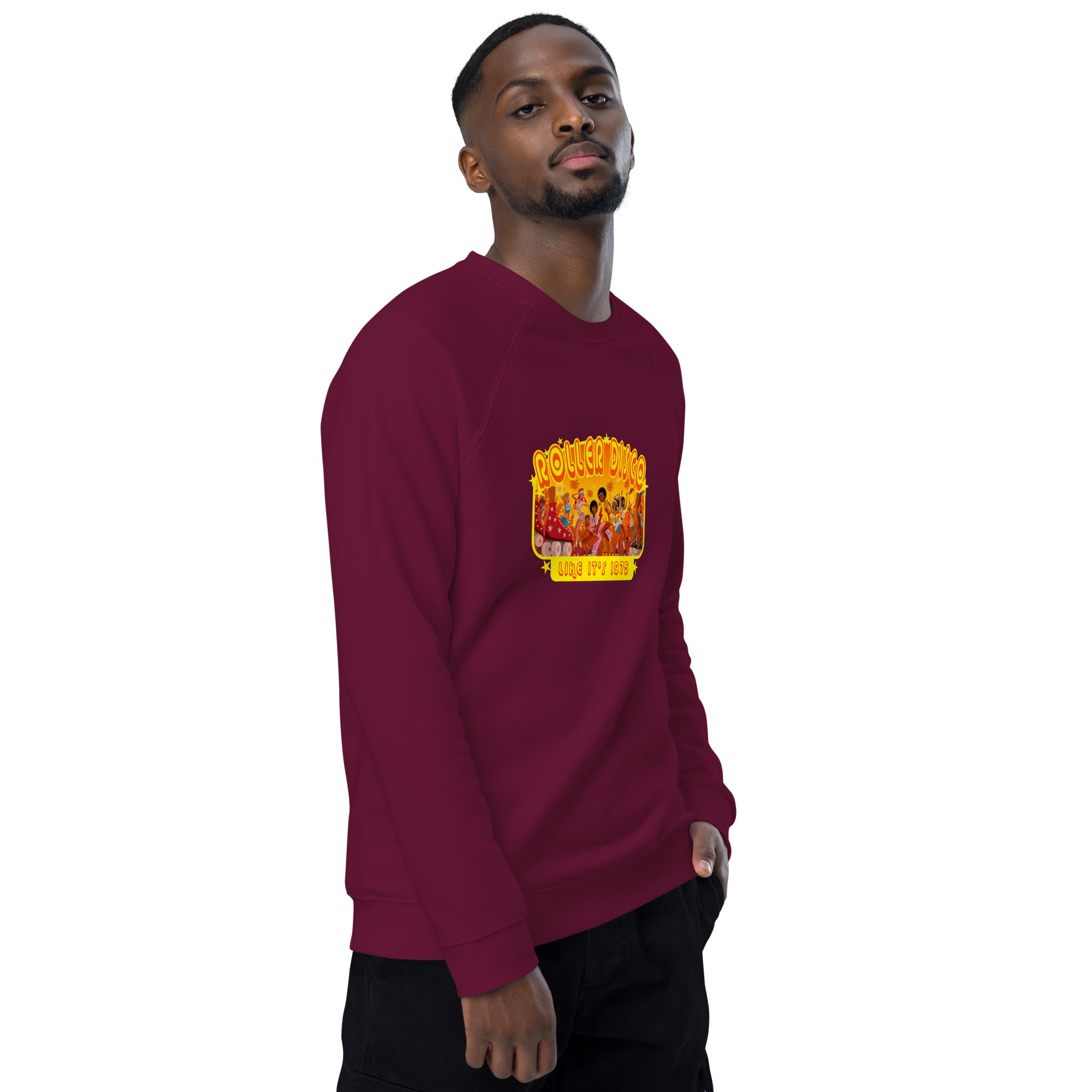 Sweatshirt écologique raglan unisexe Roller Disco 1975