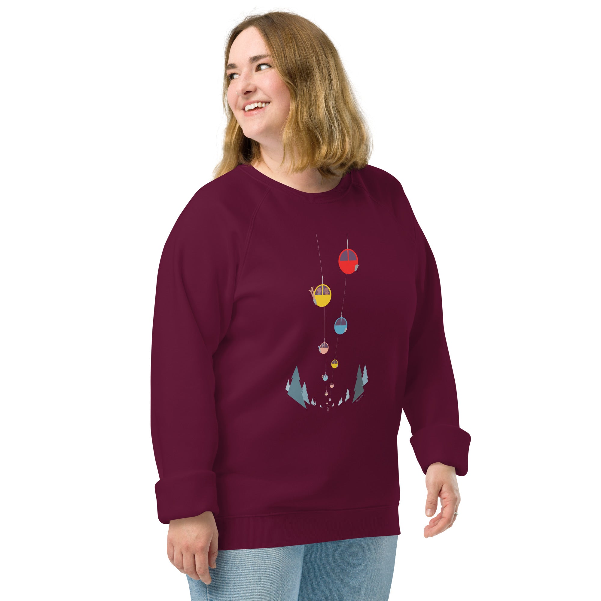 Sweatshirt écologique raglan unisexe Gondolas in the mist