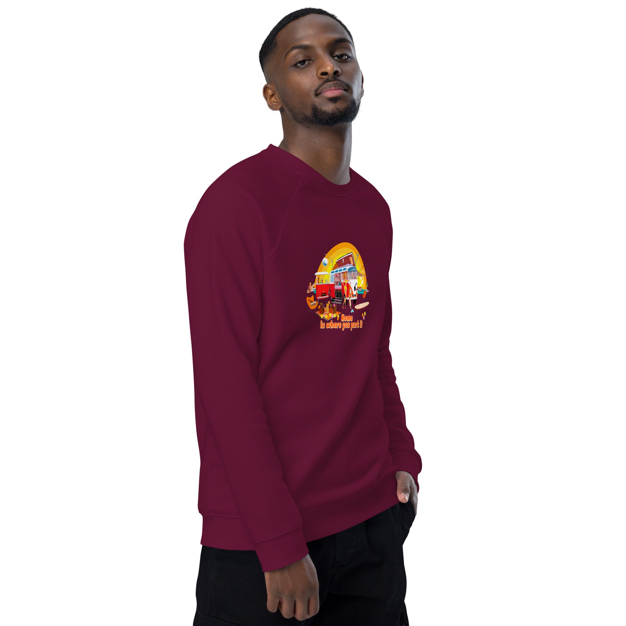 Unisex organic raglan sweatshirt Ultra Combi Home is where you park it