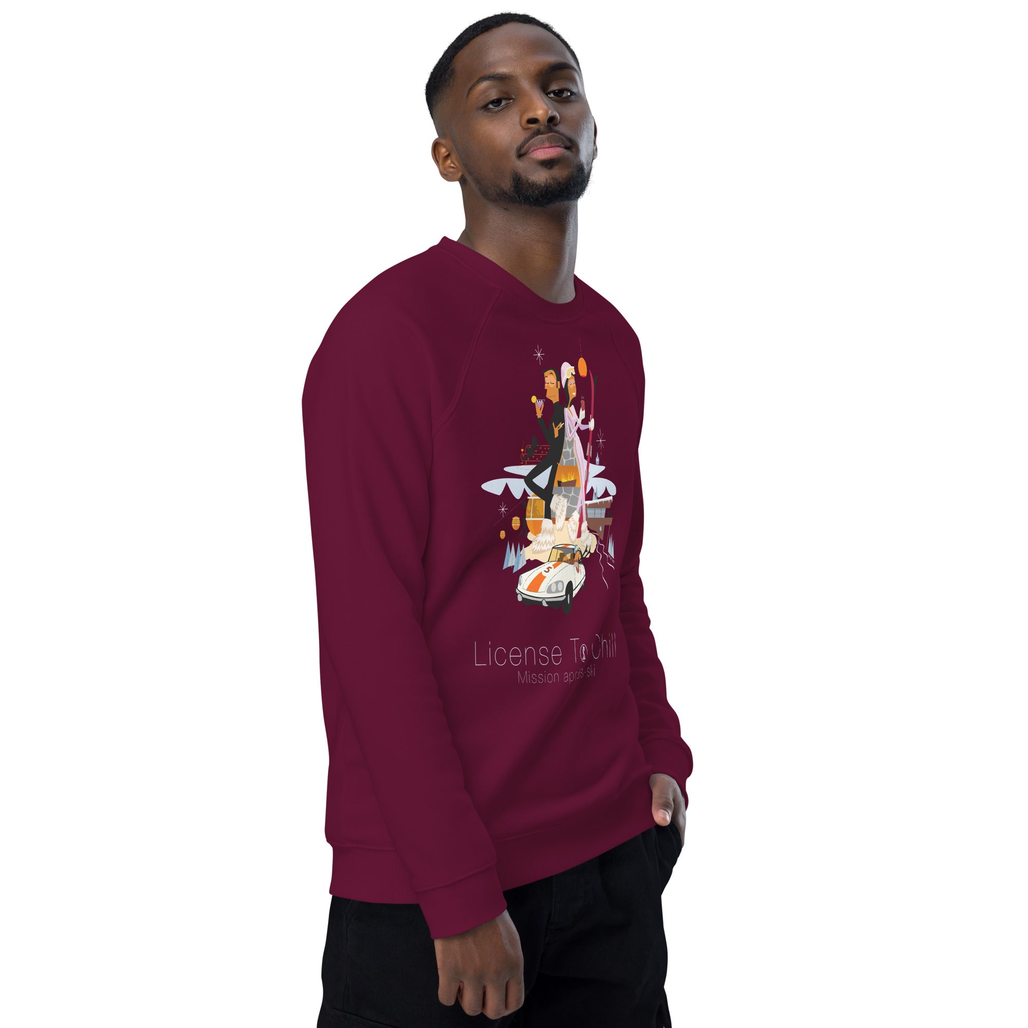 Sweatshirt écologique raglan unisexe License To Chill Mission Après-Ski