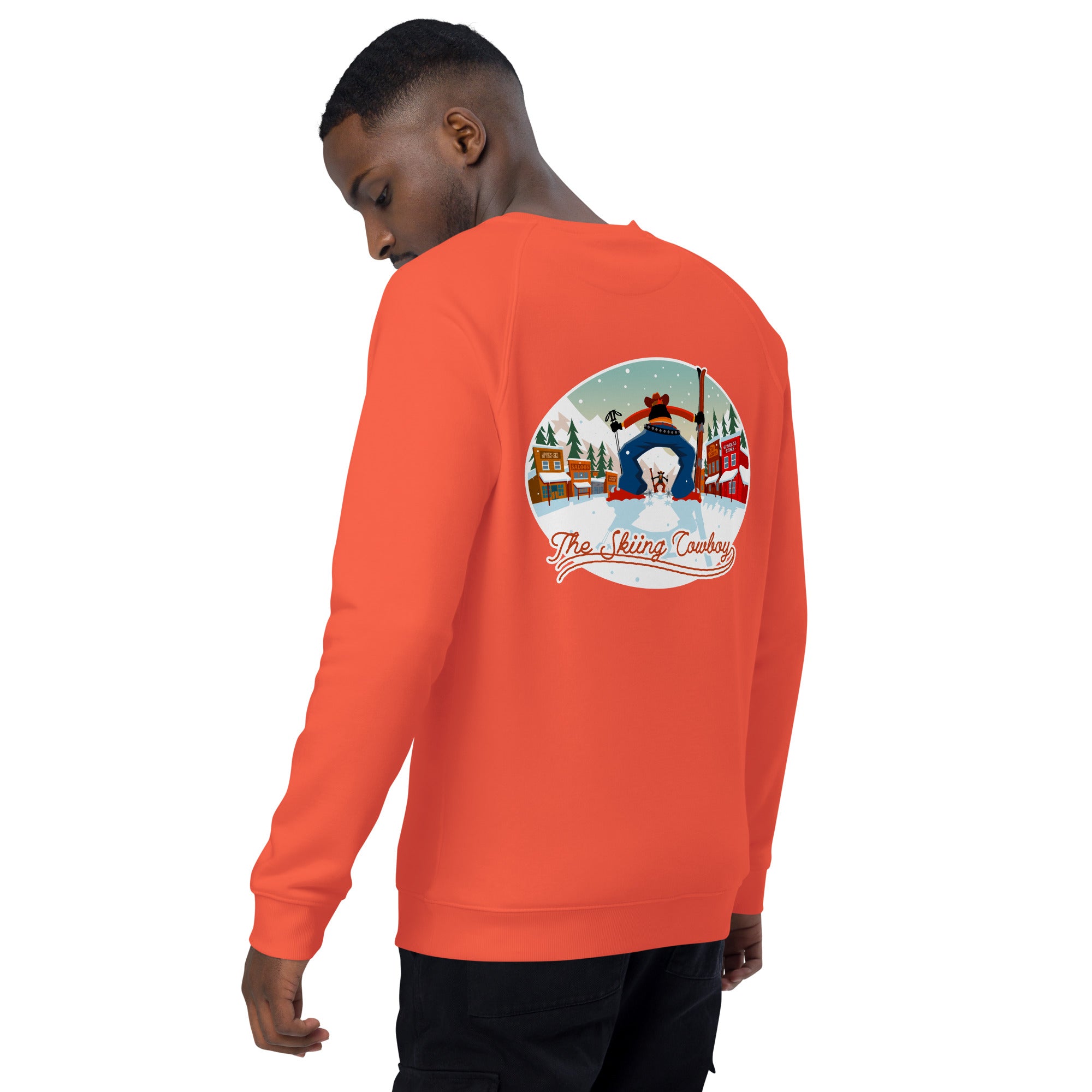 Sweatshirt écologique raglan unisexe Ski Fight at OK Corral (face & dos)