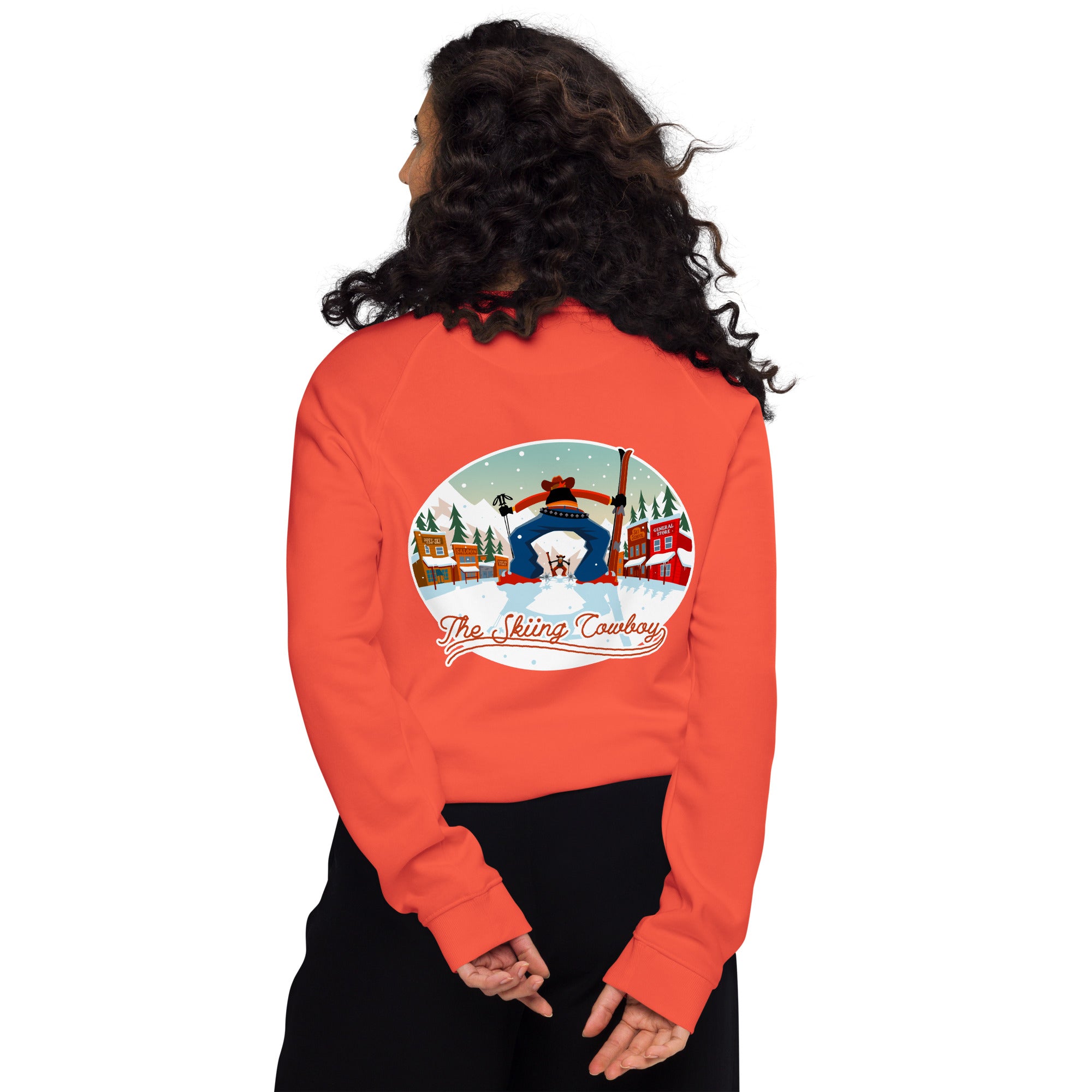 Sweatshirt écologique raglan unisexe Ski Fight at OK Corral (face & dos)