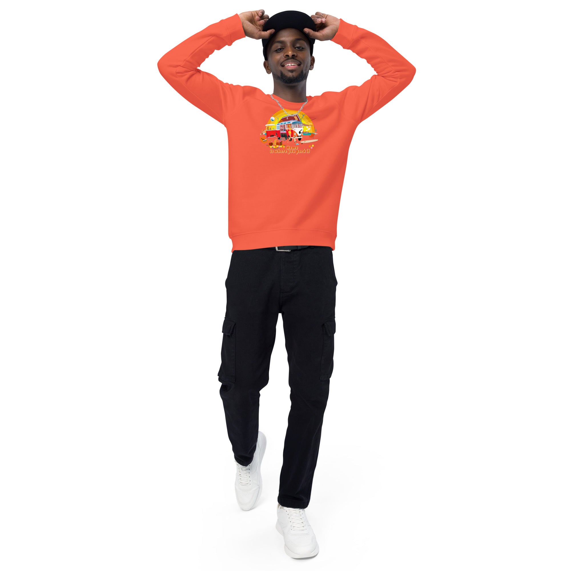 Unisex organic raglan sweatshirt Ultra Combi Home is where you park it