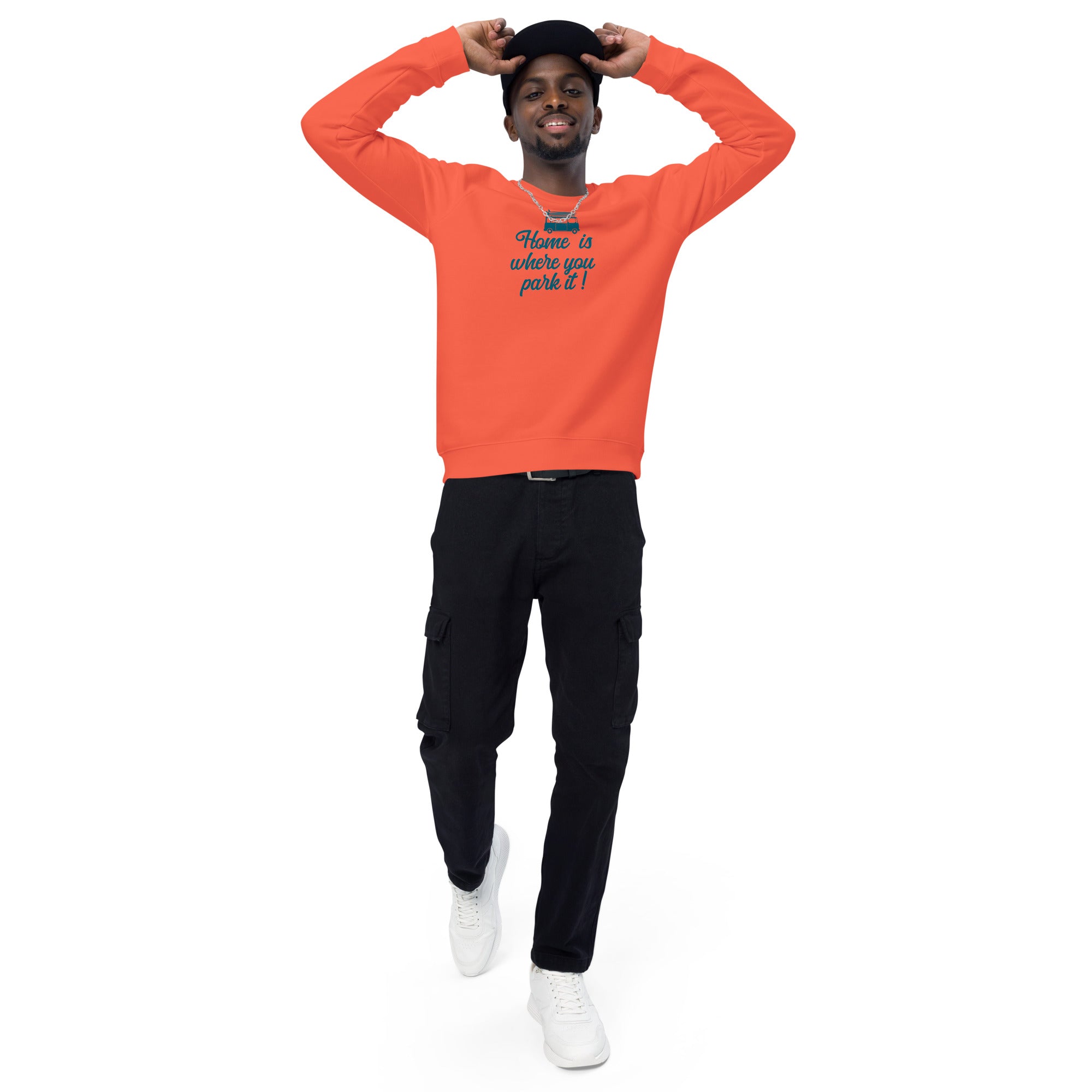 Sweatshirt écologique raglan unisexe Blue Surf Combi Home is where you park it