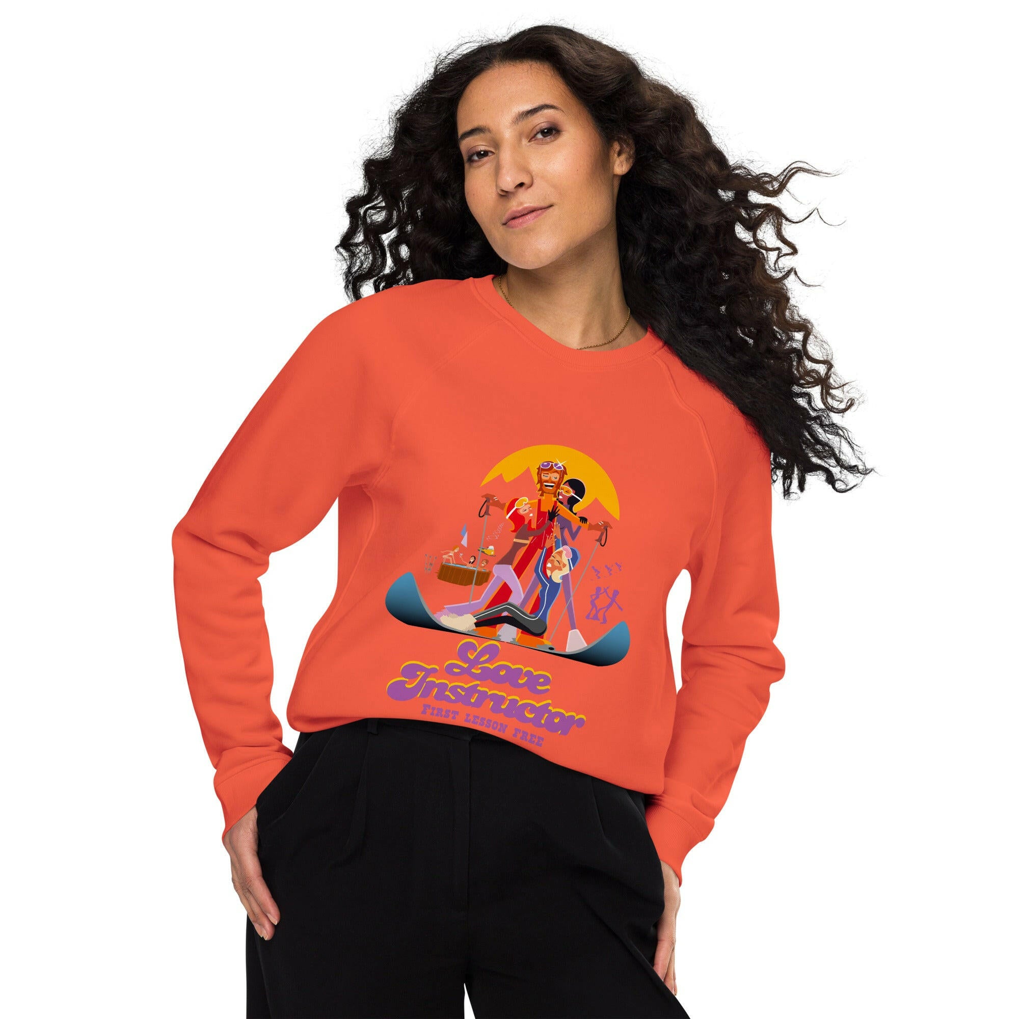 Sweatshirt écologique raglan unisexe Love Instructor First Lesson free