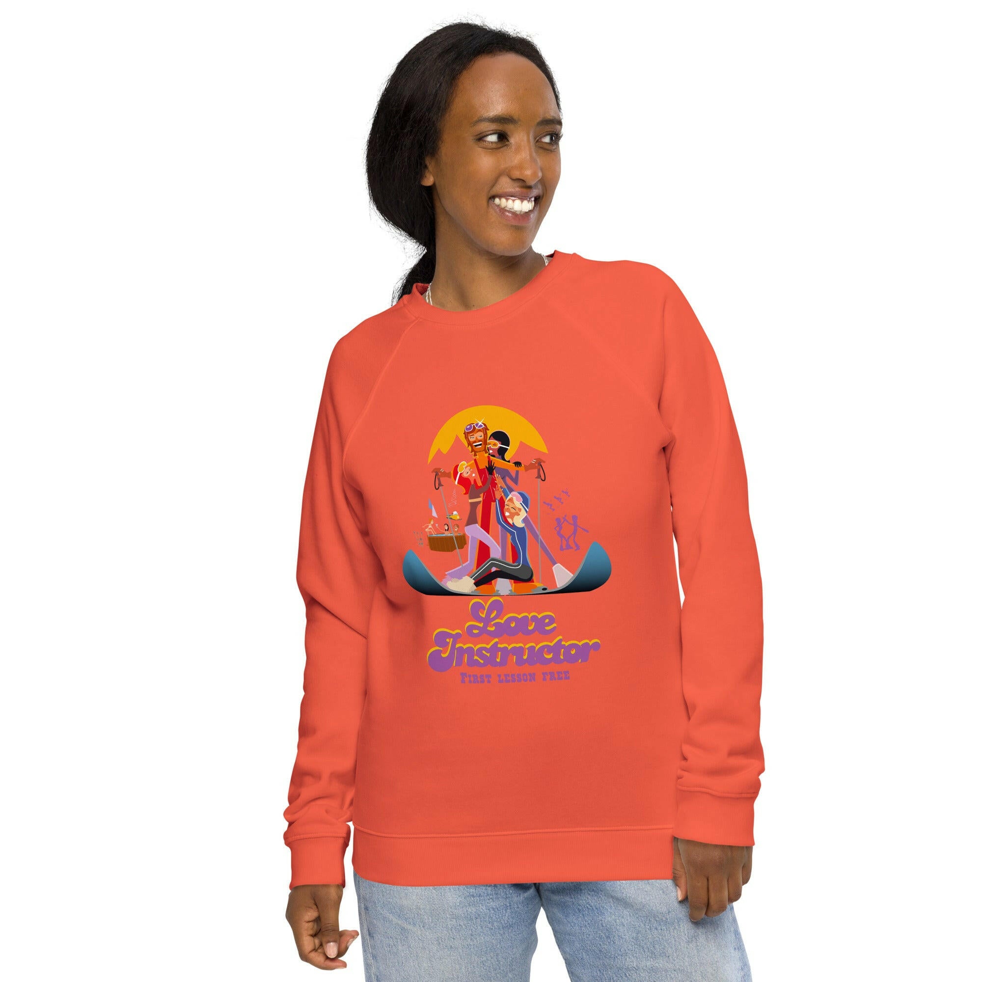 Sweatshirt écologique raglan unisexe Love Instructor First Lesson free