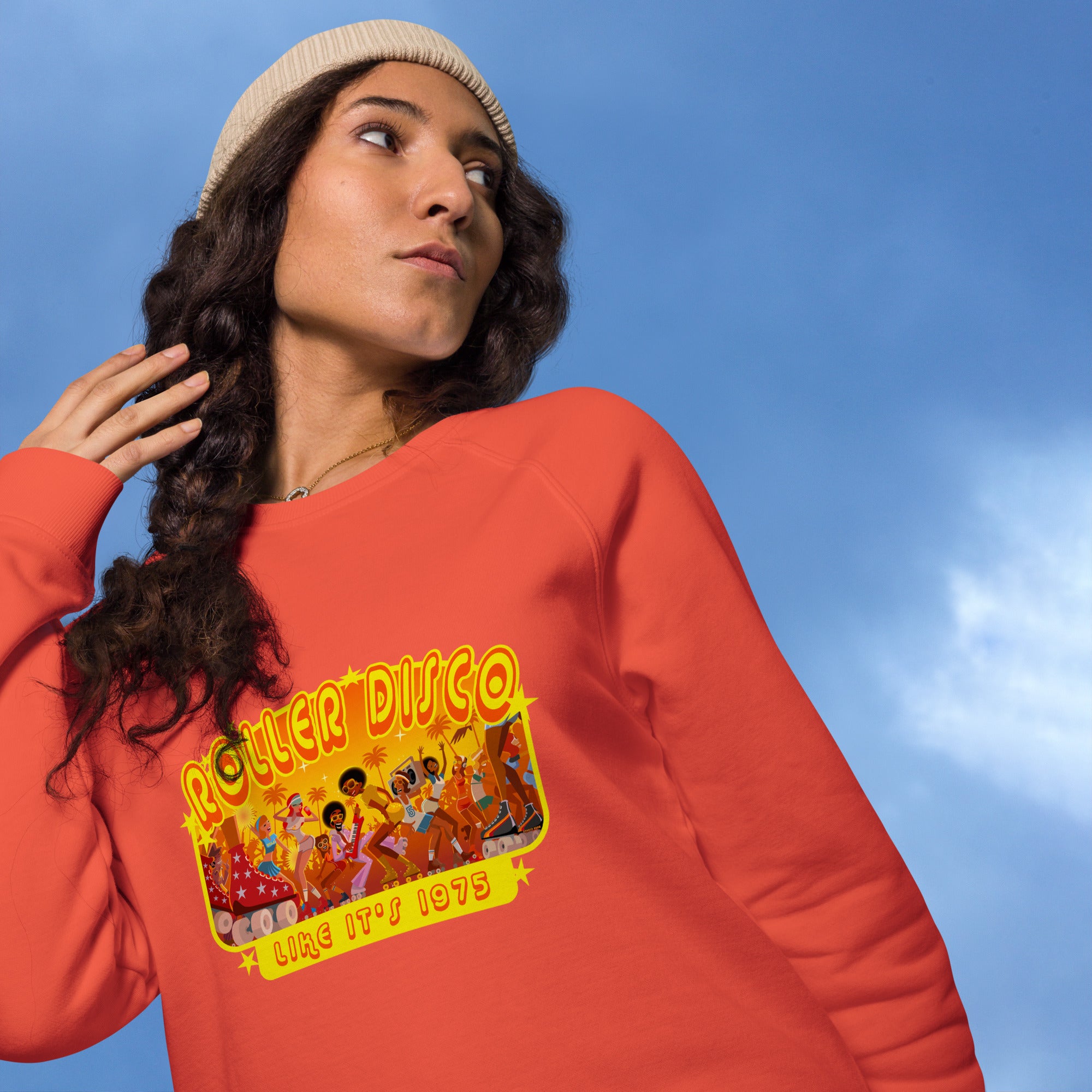 Sweatshirt écologique raglan unisexe Roller Disco 1975