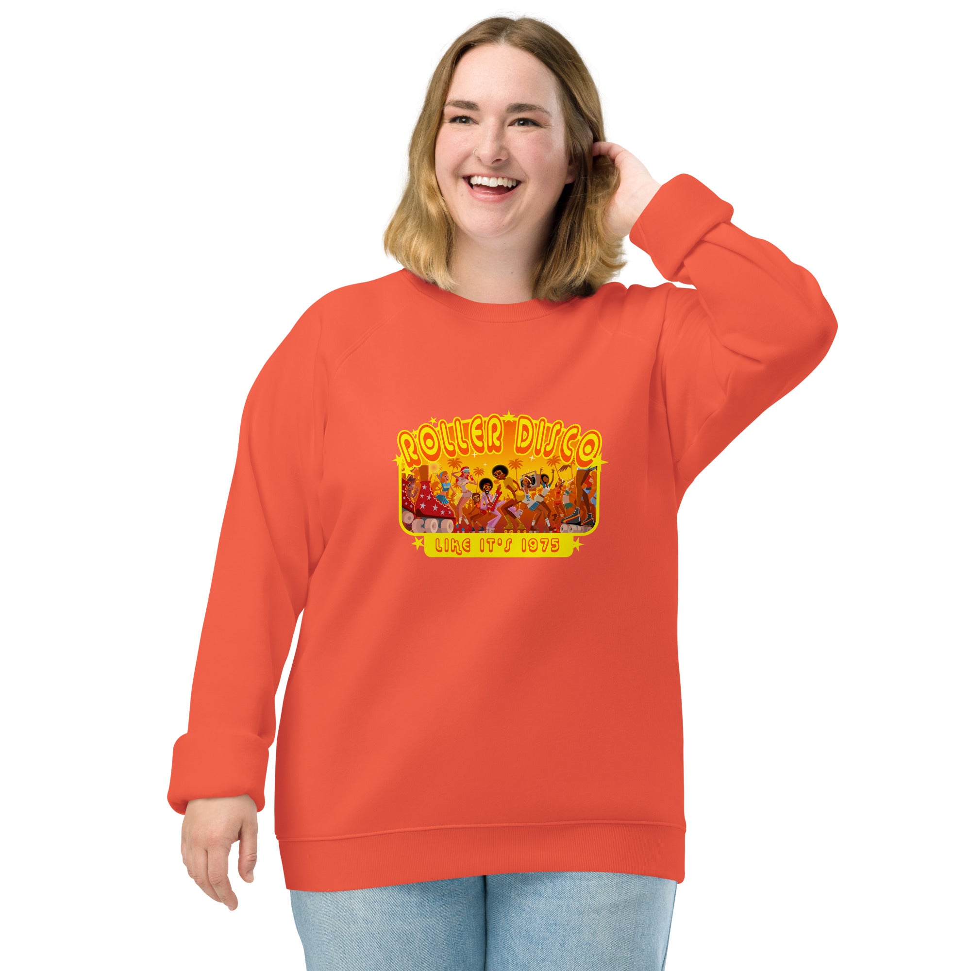 Sweatshirt écologique raglan unisexe Roller Disco 1975